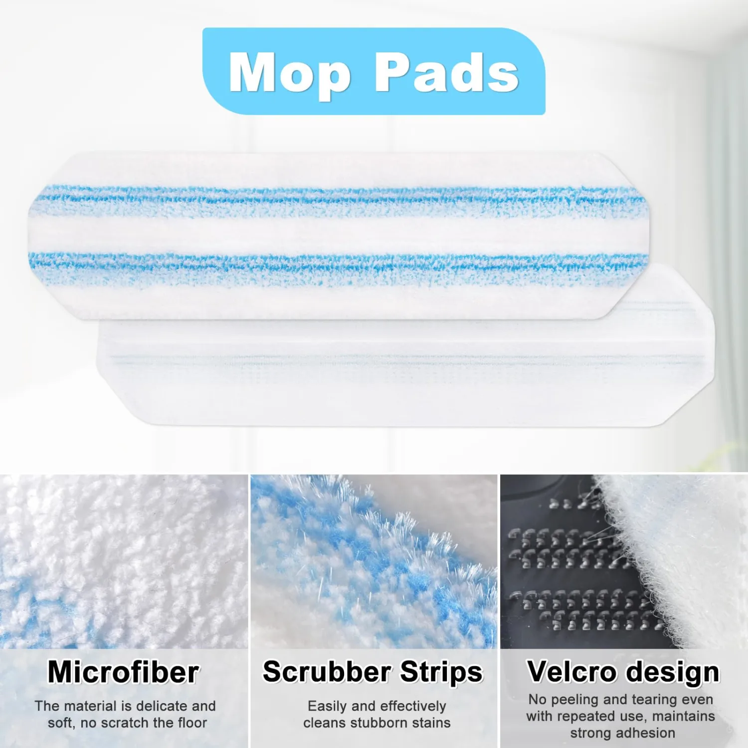 Mop Replacement Pads for OCedar H2prO Flat Mop System, 3 Pack Mop Pads for Ocedar H2prO Flat Mop, Microfiber Mop Heads Replacements for OCedar H2pro, Reusable Mop Refills Safe on Various Floors