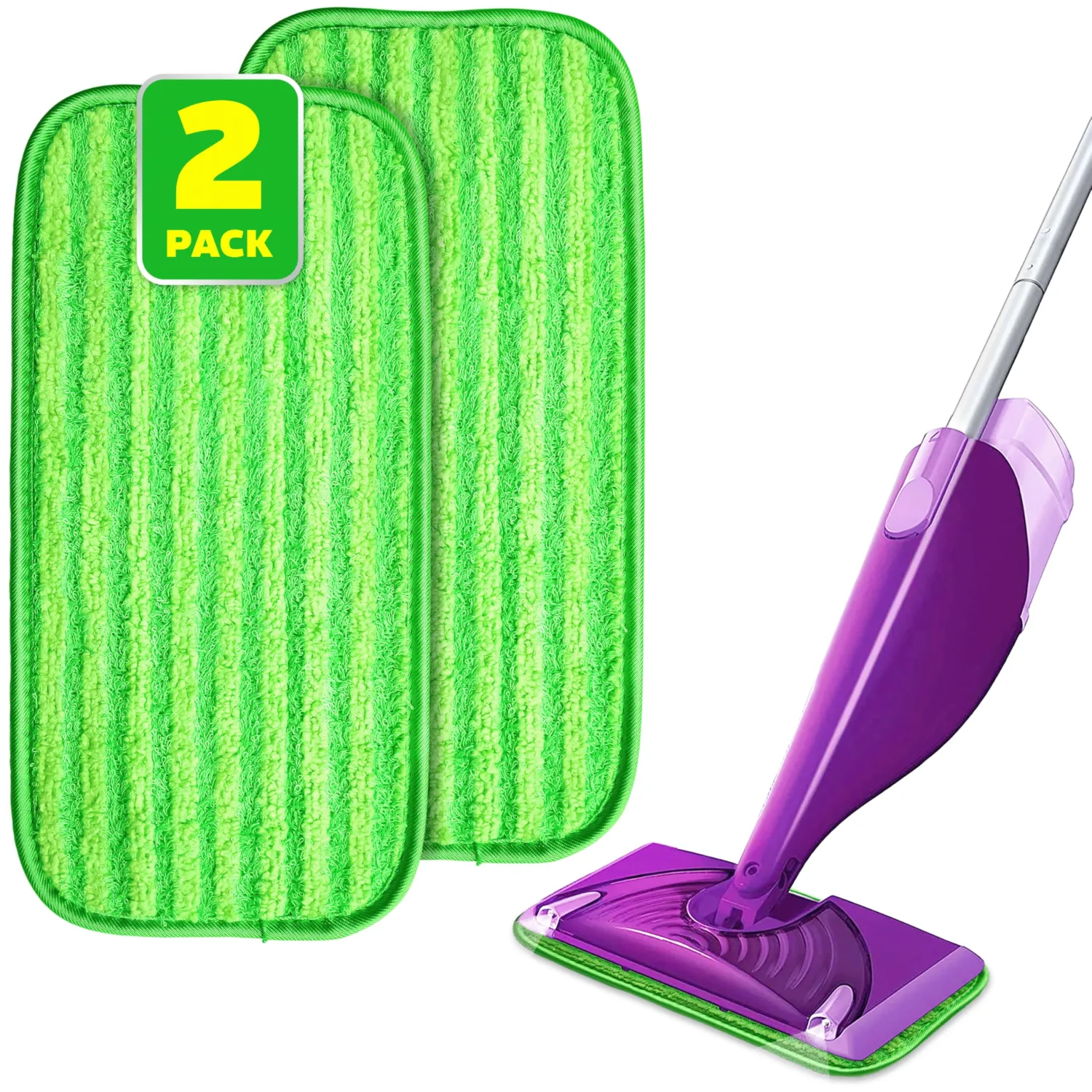 2 Pack Reusable Mop Pads, Compatible with Wet Jet, Wet Pads Refill for WetJet, Microfiber Cloths for Hardwood Floors Cleaning, Machine Washable Mop Pads, Wet Dry Use