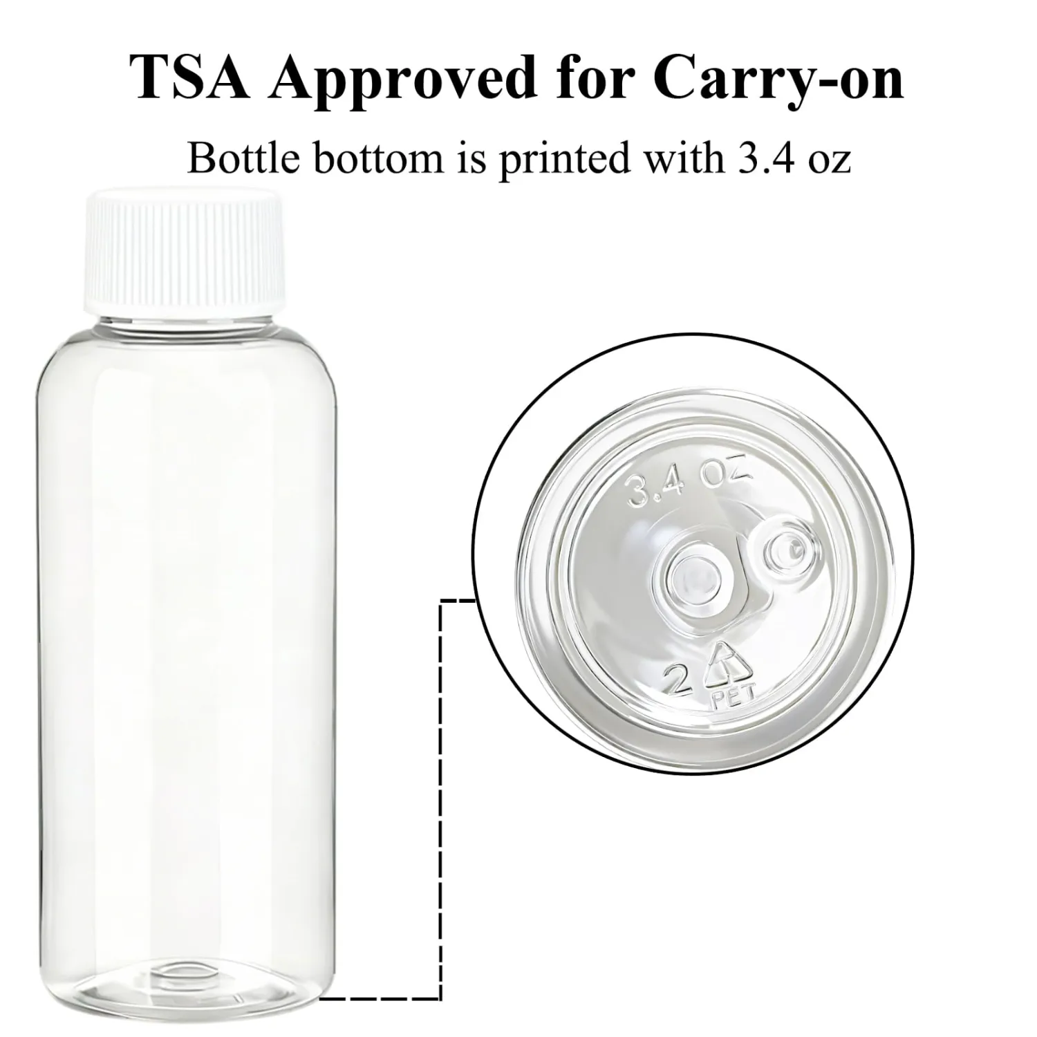 DNSEN Travel Size Empty Mouthwash Bottles 3.4 oz, White Screw Cap, Clear Toiletry Containers, 5 Pack
