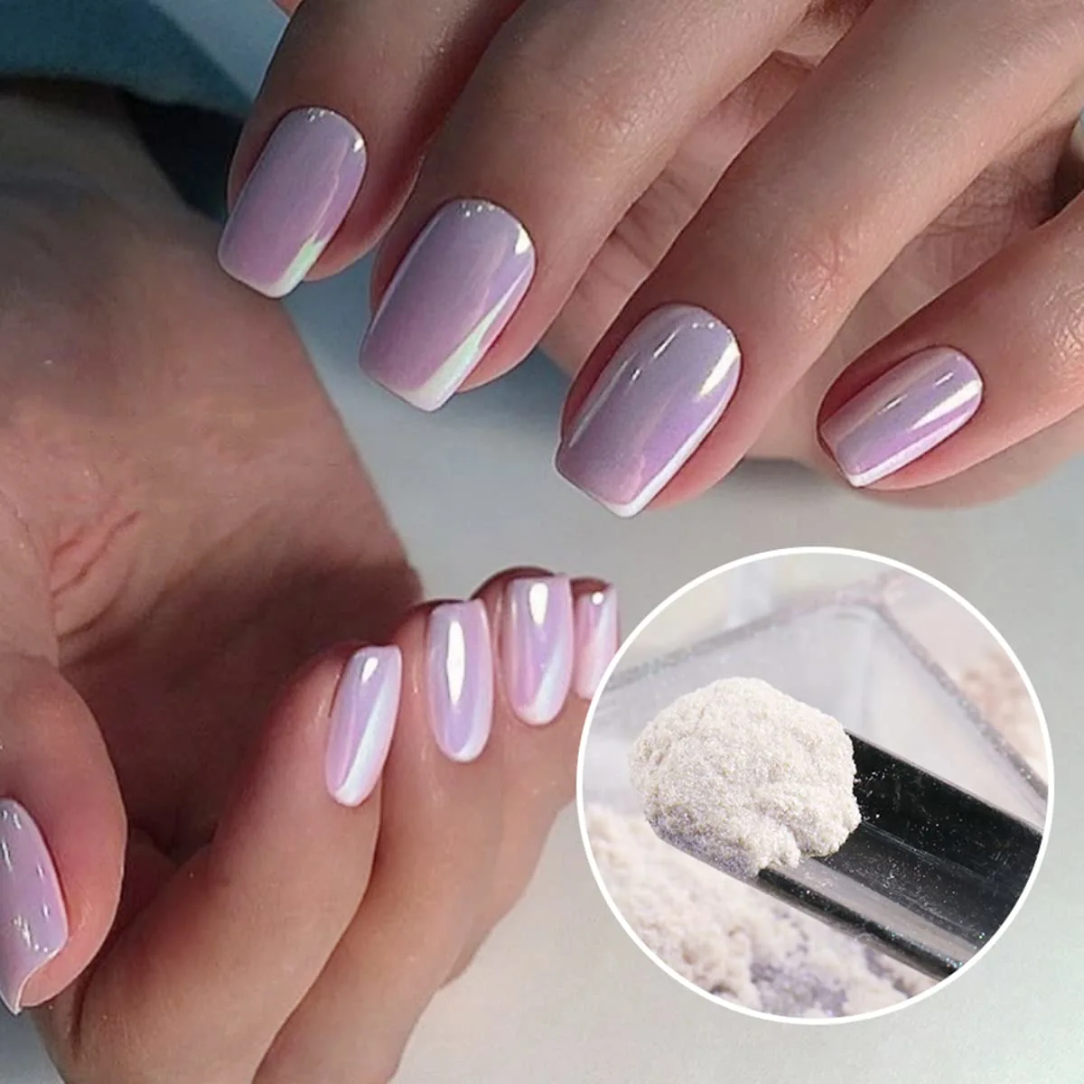6 Grids Chrome Nail Powder Metallic Mirror Effect Pigment Aurora Nail Glitter Holographic Iridescent Dipping Rub Powder Manicure Design Pearl Shell Gel Polish Dust Sparkly Nail Charms
