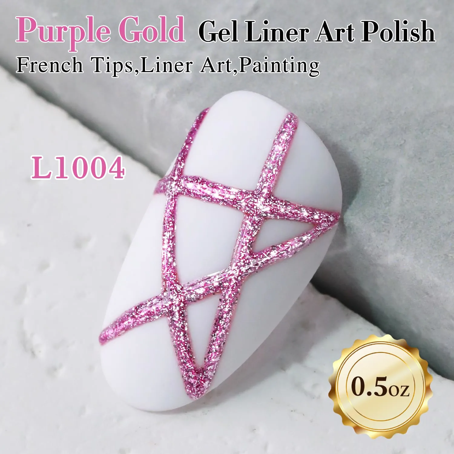 Double Rhythm 15 Ml Metallic Gel Liner Nail Art Gel Bronze Mirror Chrome Painted Drawing Stripper 3D Effect Gel Polish (Glitter Rose Gold-L1004)