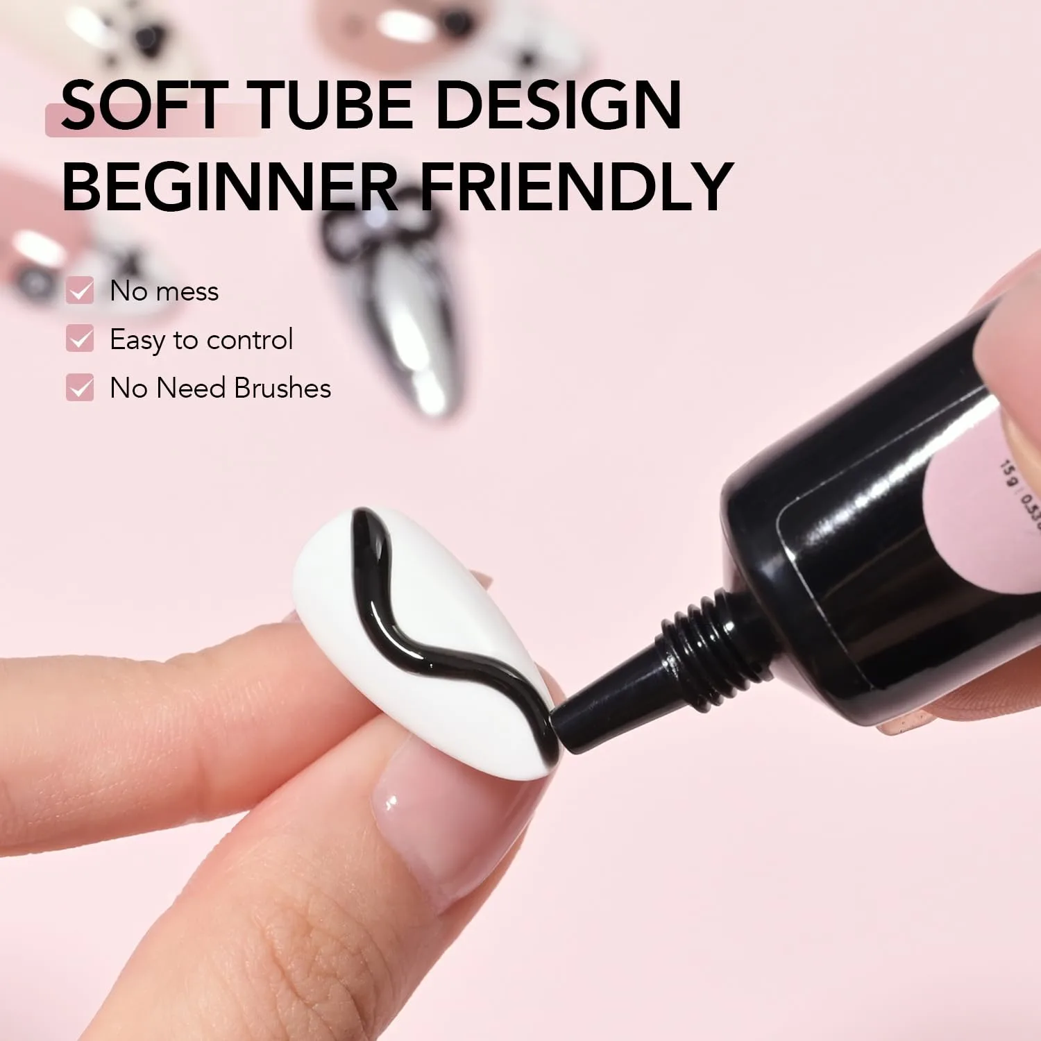 GAOY Black 3D Nail Gel, 15g Sculpting Gel for 3D Nail Art Designs Carving, Molding, Painting, No Wipe Gel for Gems & Charms Decoration, Salon DIY Use