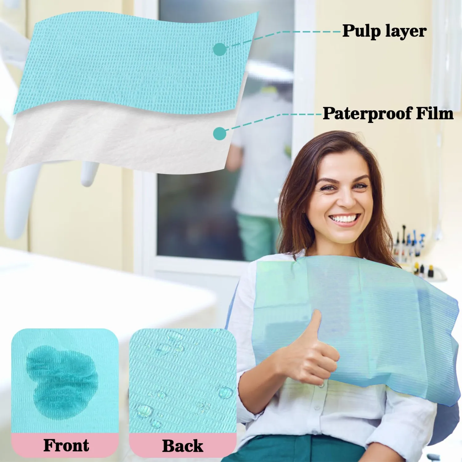 MAQIHAN 75pcs Dental Bibs Disposable - Disposable Dental Bibs Dentist Tattoo Bibs Blue Dental Bibs for Nails Patient Bibs Blue Towels Tattoo Table Covers Dental Pads Mats Paper Sheets Lash Supplies