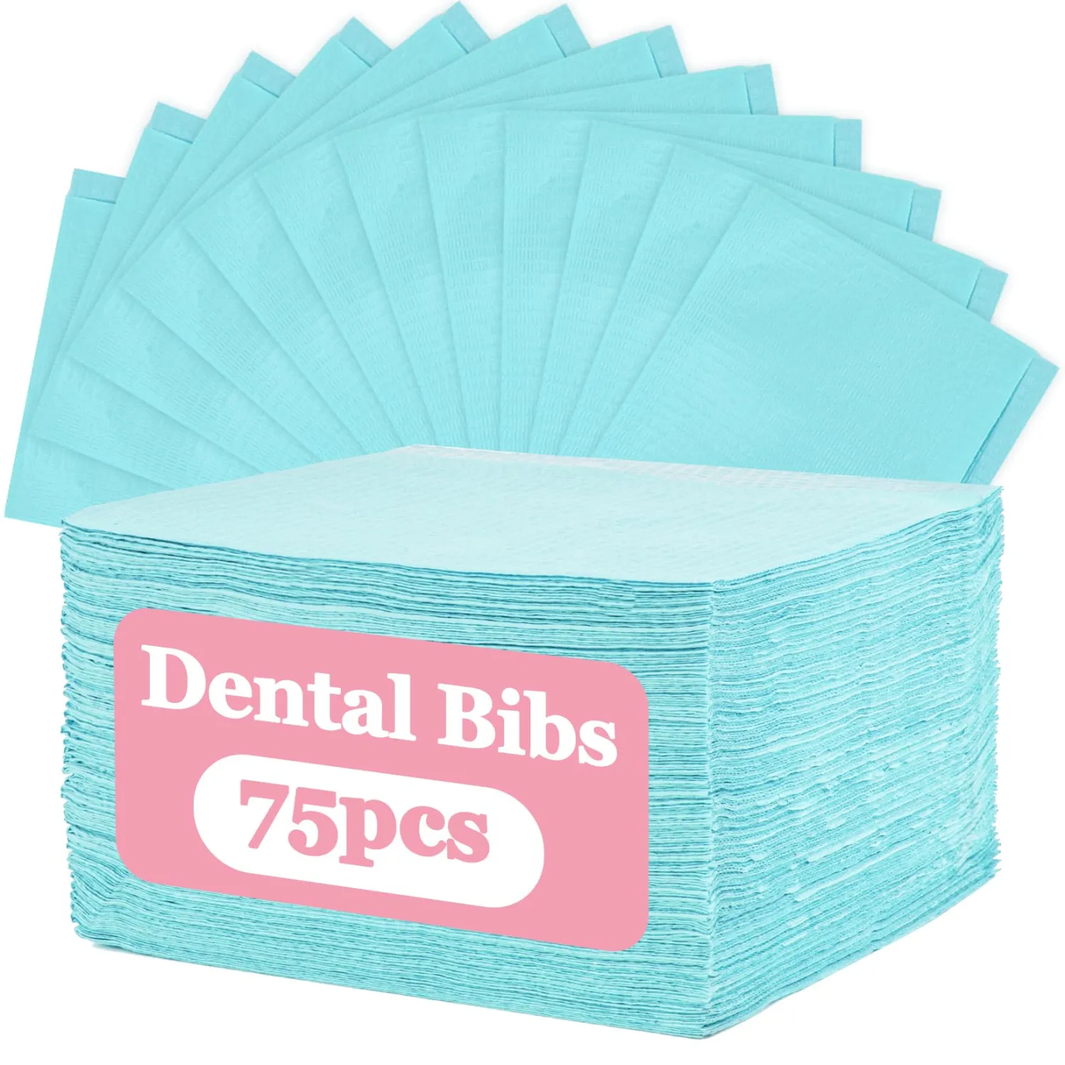 MAQIHAN 75pcs Dental Bibs Disposable - Disposable Dental Bibs Dentist Tattoo Bibs Blue Dental Bibs for Nails Patient Bibs Blue Towels Tattoo Table Covers Dental Pads Mats Paper Sheets Lash Supplies