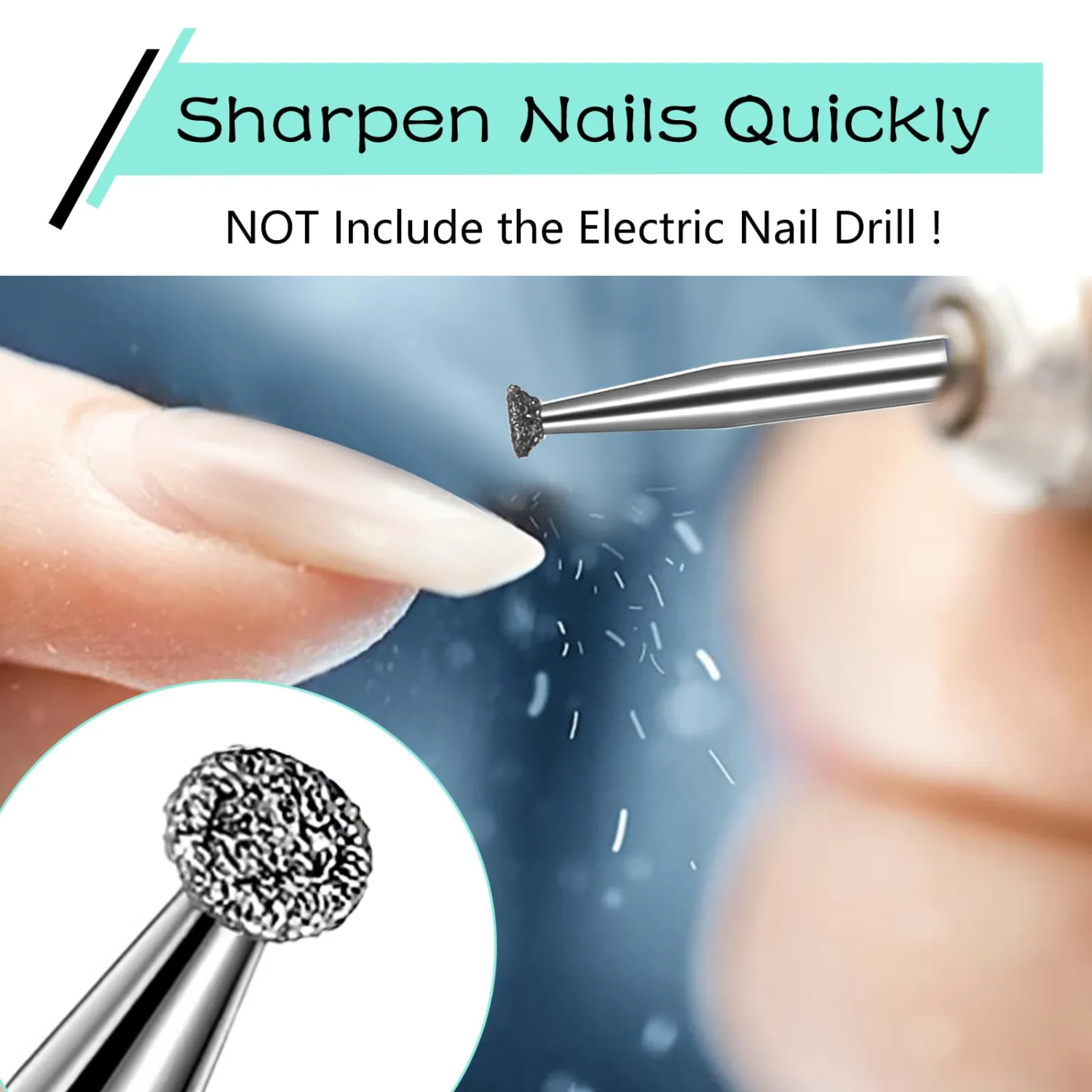 2 Pcs Nail Drill Bit, Mini Funnel-Shaped Diamond Electric Nail Drill Bits for Grinding Polishing & Removing Acrylic Nails, Blue Mark