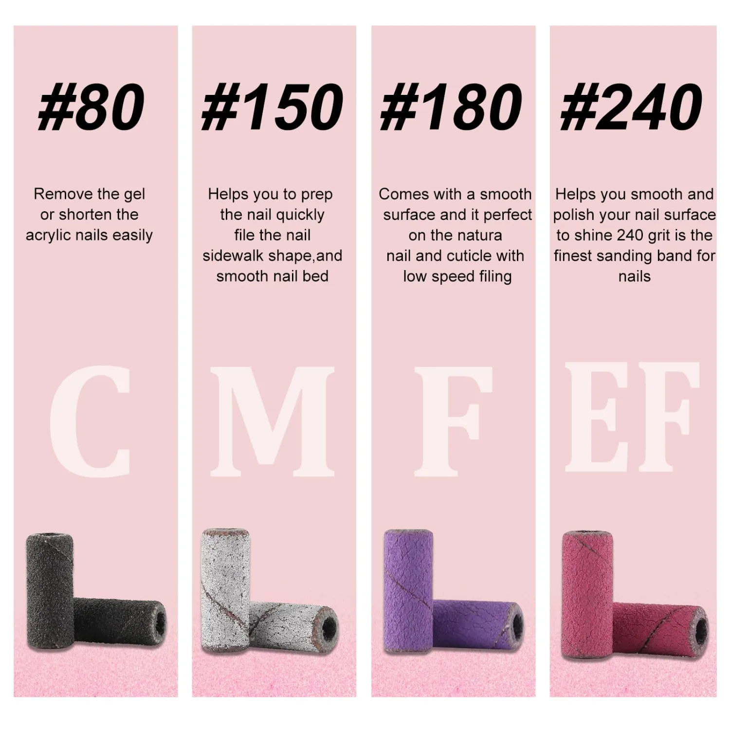 100 Pcs 3mm Professional Small Sanding Bands & 2Pcs Small Mandrel Bit Set for Nail Drill,80# Upgrade Design 3mm Nail File for Manicures and Pedicure with Stainless Steel Shaft