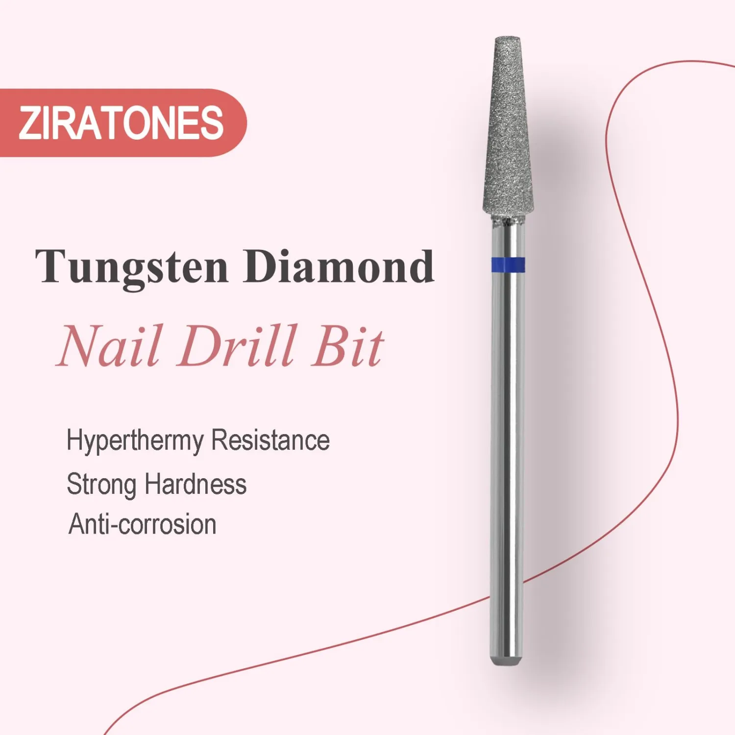 Diamond Safety Nail Drill Bits Round Top Tapered Electric Nail Drill File Cuticle Cleaner Tool for Acrylic Nails Rotary Nail Drill Machine Manicure Pedicure Polishing (Medium)