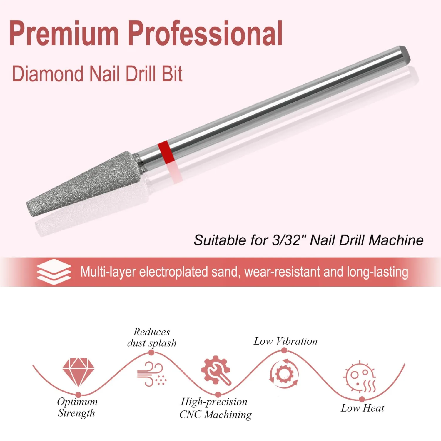Cuticle Nail Drill Bit,Russian Manicure Drill Bits 3/32'' Professional Safety Carbide Under Nail Cleaner Nail Bit for Clean Cuticle Dead Skin Nail Prepare, Manicure Nail Salon (Fine)