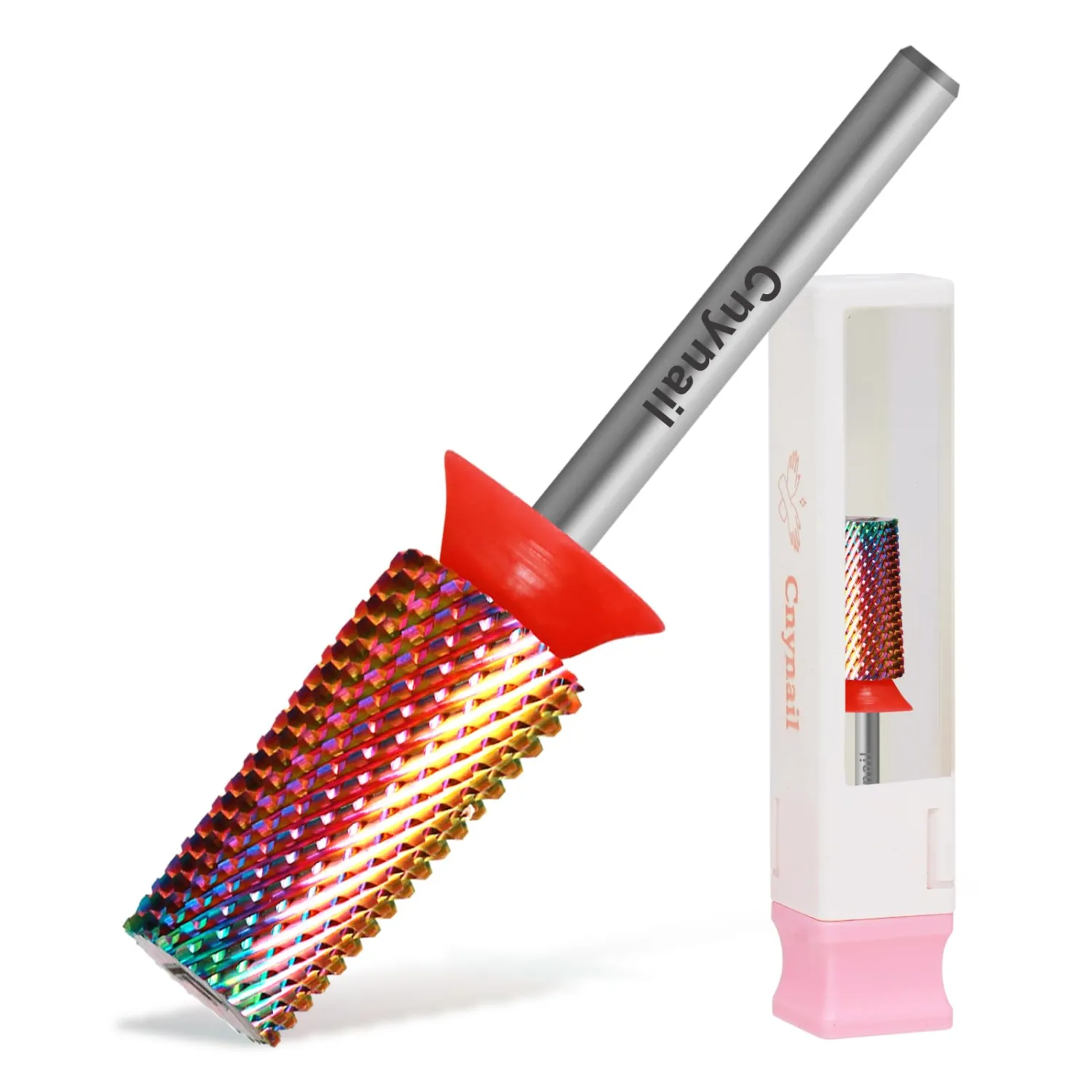 3/32" Large Tapered Barrel Flat Bit Tungsten Carbide Nail Drill Bit Safety Bit for Gel & Acrylic Removal, 2- Way Rotating Efile Tip, Salon Electric File Accessory (F Girt, Muiticolor)