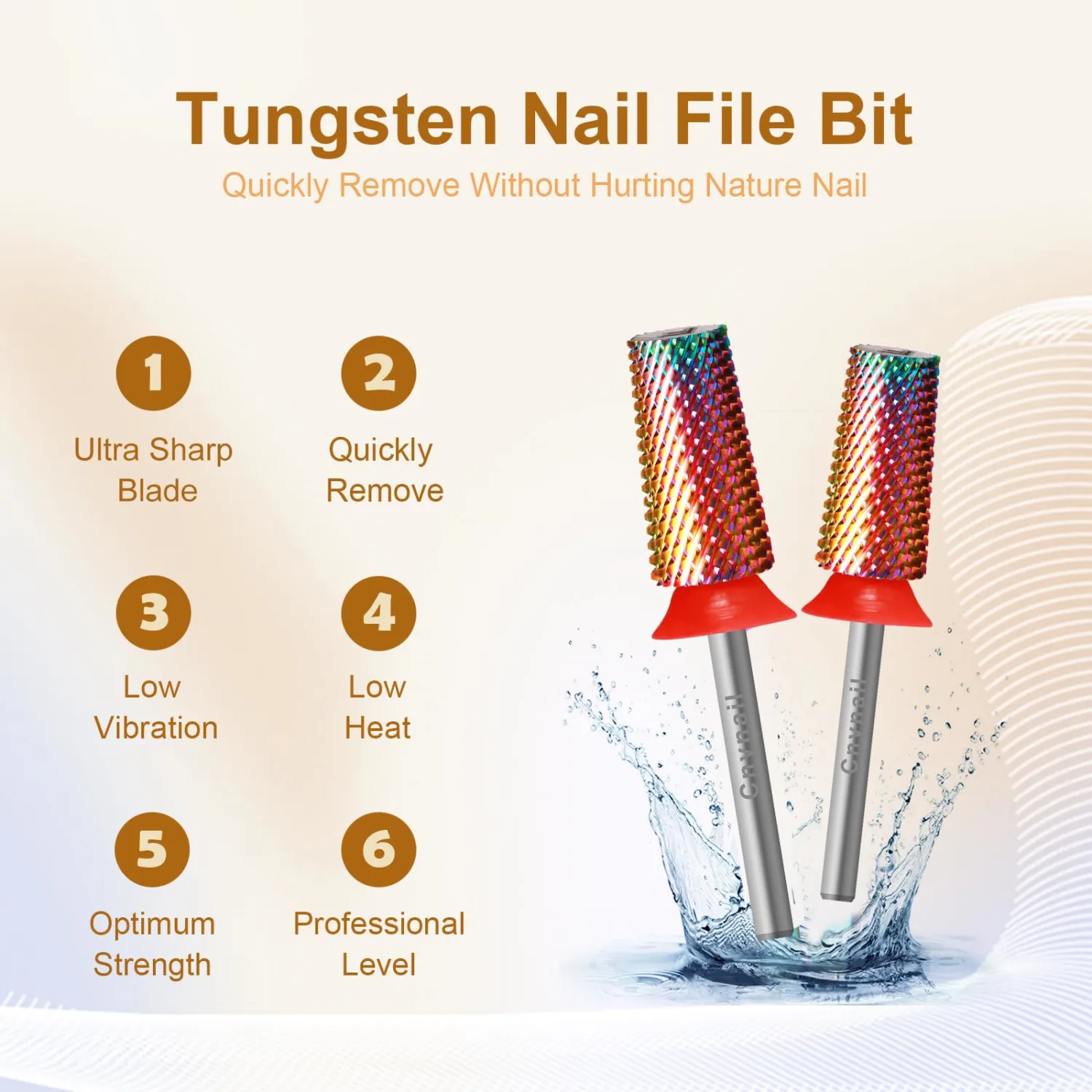 3/32" Large Tapered Barrel Flat Bit Tungsten Carbide Nail Drill Bit Safety Bit for Gel & Acrylic Removal, 2- Way Rotating Efile Tip, Salon Electric File Accessory (F Girt, Muiticolor)