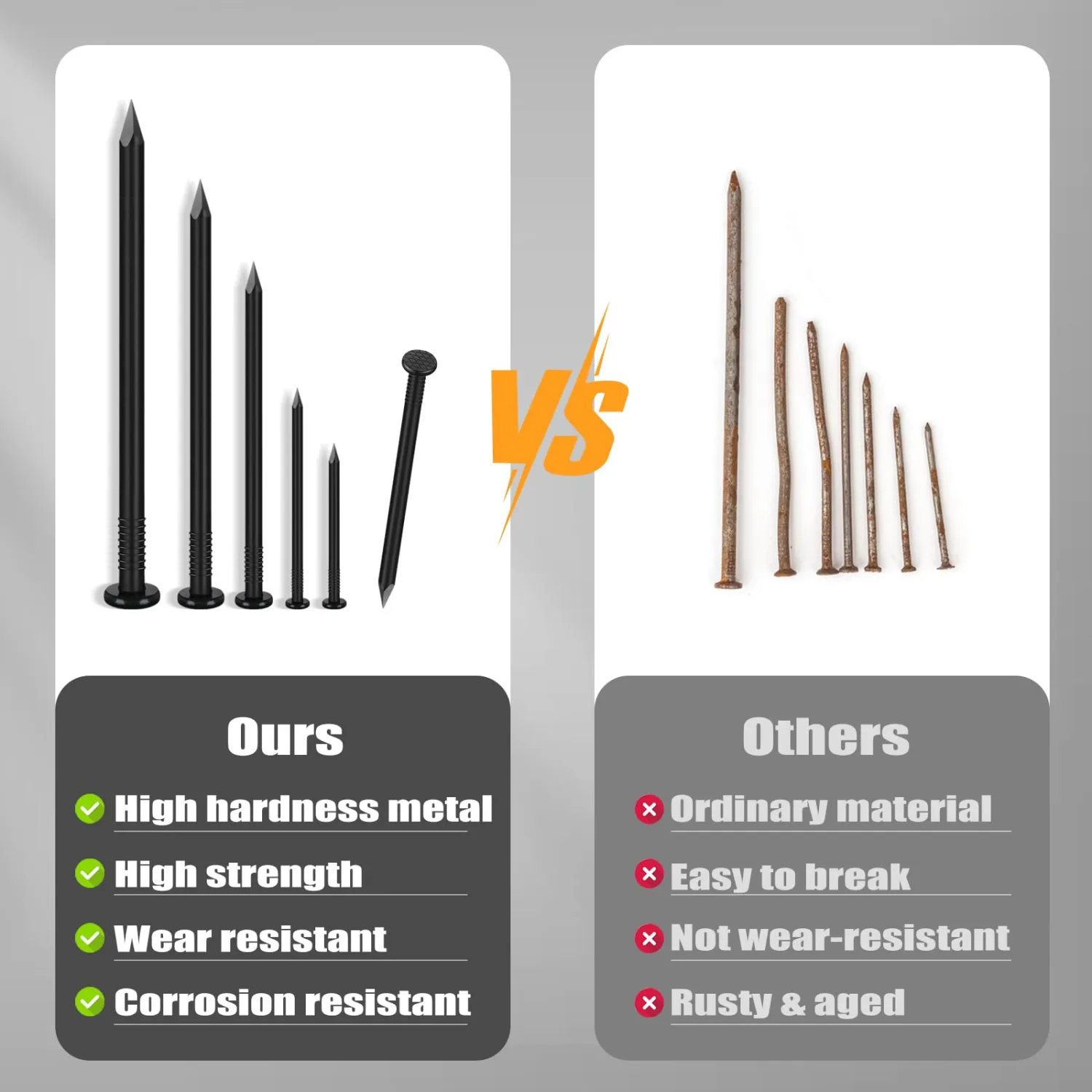 VGBUY 199PCS Hardware Nails, 2 Inch Flat Head Black Nails for Hanging Pictures, Picture Hanging Nails, Small Nails, Wall Nails, Wood Nails, Finishing Nails
