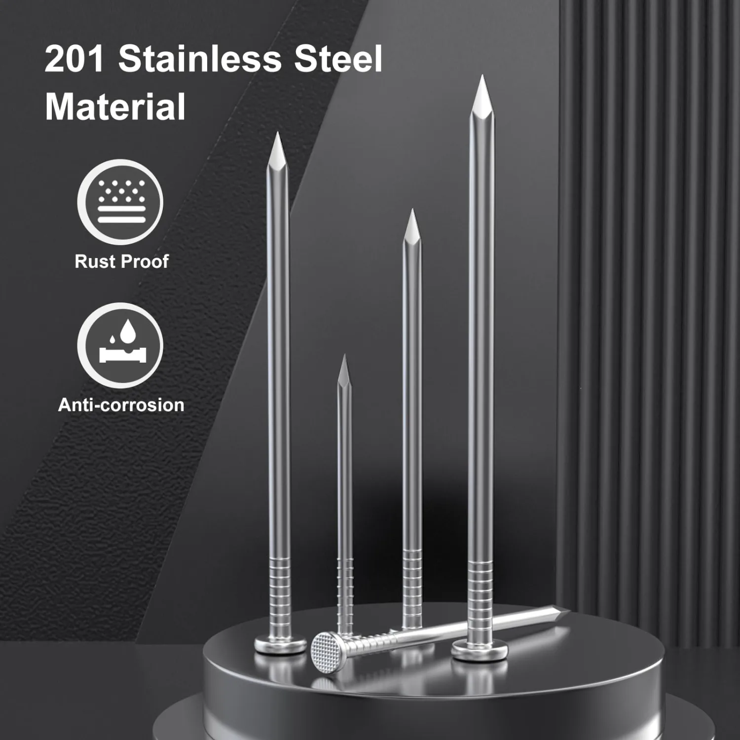 VGBUY 150PCS Stainless Steel Hardware Nails, 2 Inch Flat Head for Hanging Pictures, Small Wall and Wood Finishing Nails