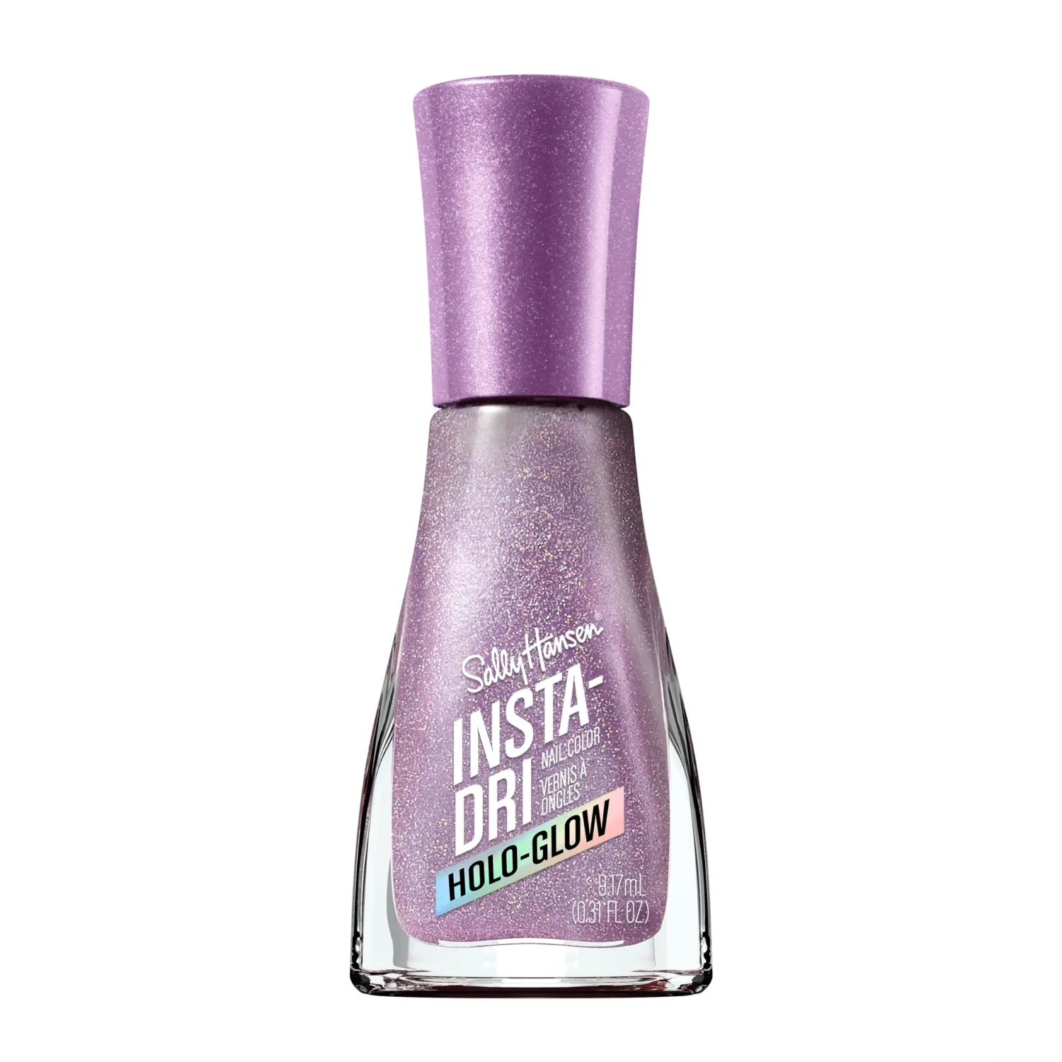 Sally Hansen Insta-Dri Holo-Glow Nail Polish | Quick Dry, Long Lasting, Streak-Free Shine | Semi-Opaque, Shimmery | 102 Lustrous Lilac | Hologrpahic Purple Nail Color