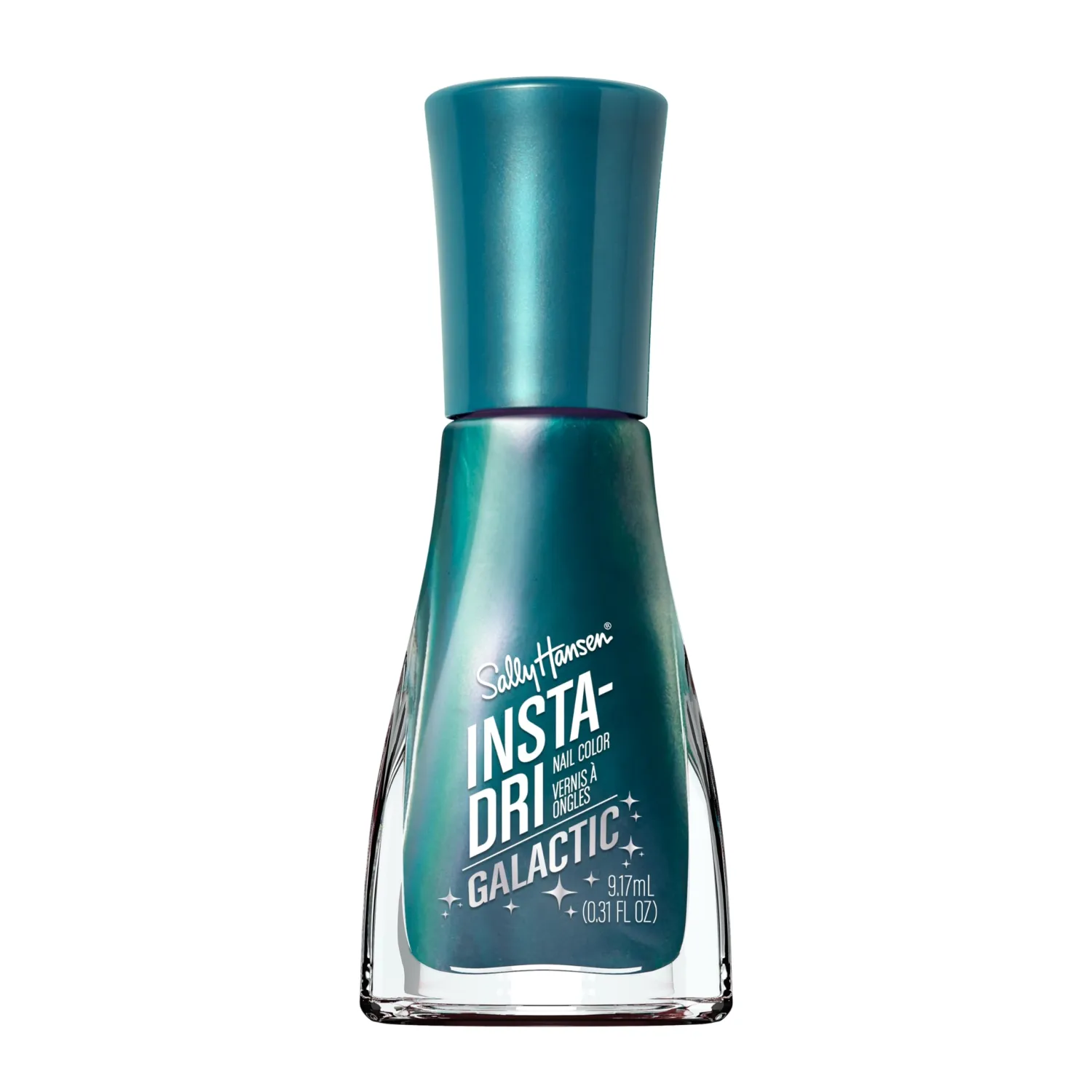 Sally Hansen Insta-Dri Galactic Nail Polish | Quick Dry, Long Lasting, Streak-Free Shine | Semi-Opaque, Shimmery | 115 Astro-Nautical | Teal Nail Color.