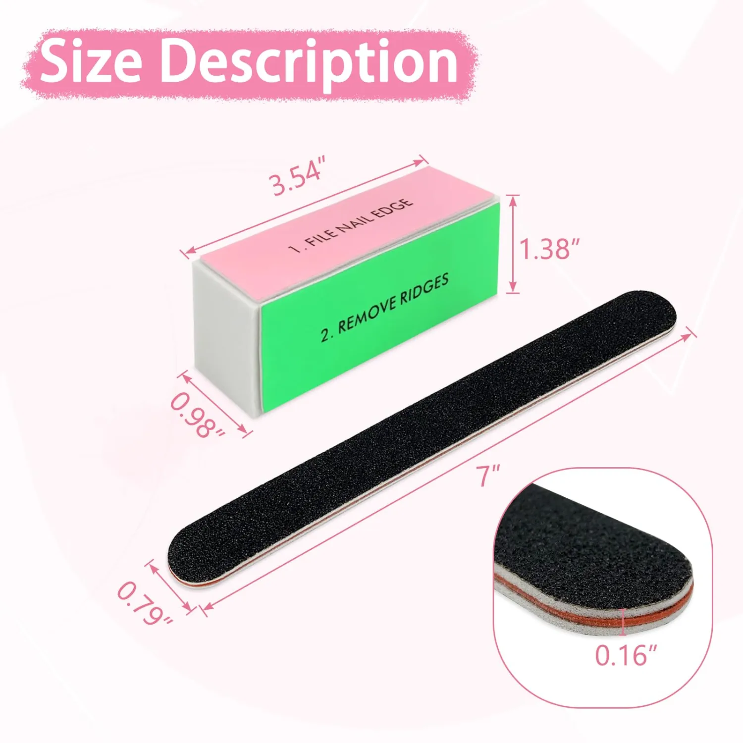 LNAUJS 26 Pack Nail Files and Buffers Set, 100/180 Grit Black Nail Files and Nail Buffer Blocks, Professional Pedicure and Manicure Tools Kit for Nail Care and Nail polishing