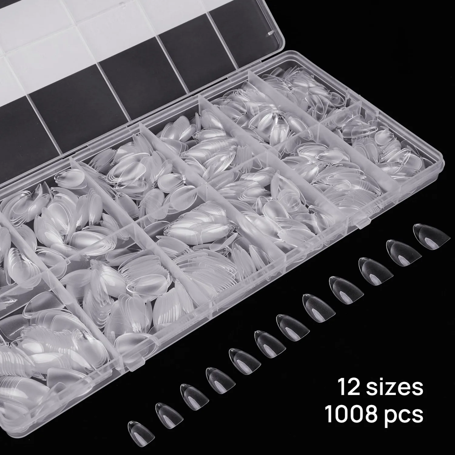 1008pcs Short Almond Shaped Nail Tips Half Matte Full Cover Fake Nails Press On Nails For Acrylic Nails Professional