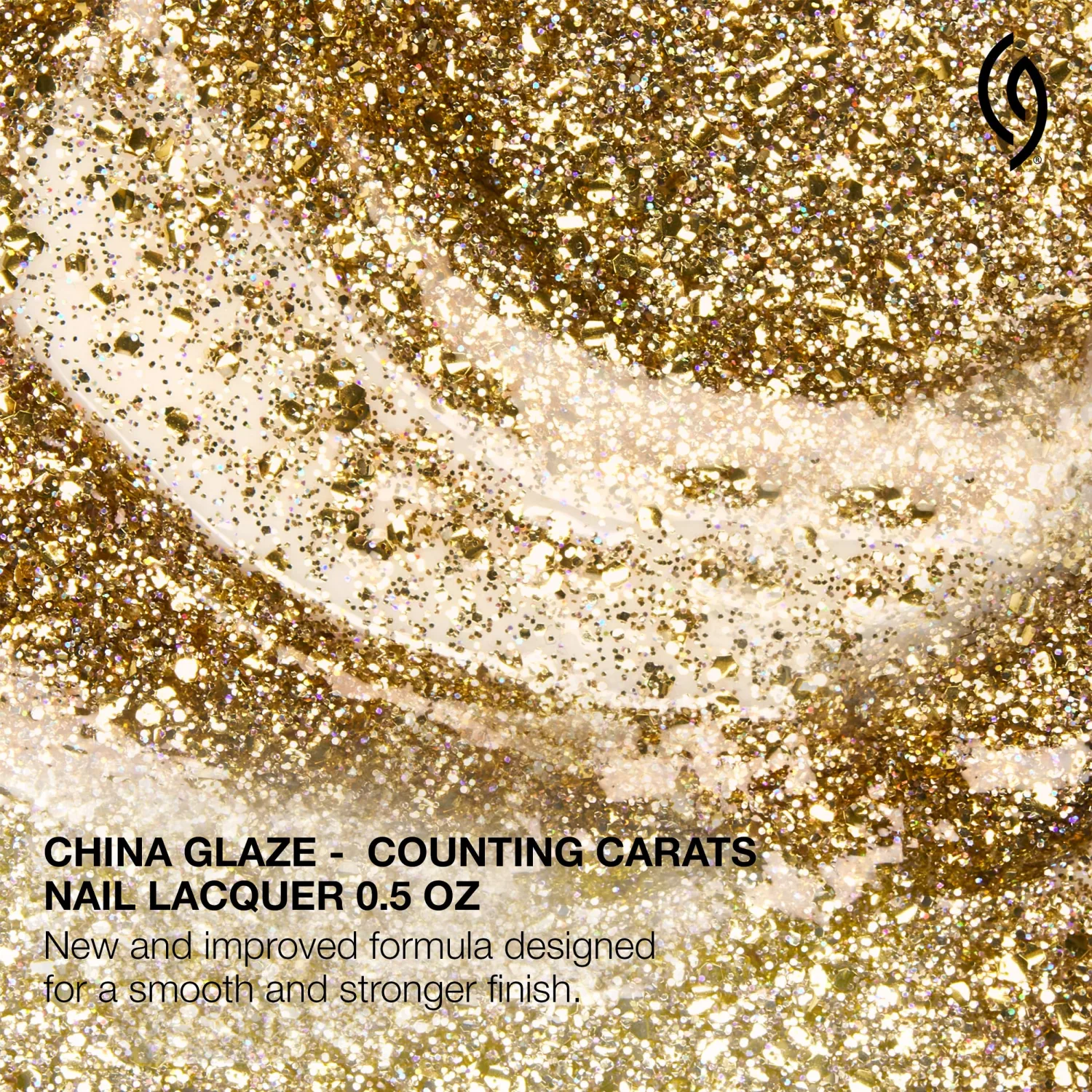China Glaze CG Nail Lacquer Counting Carats – Gold Glitter Nail Polish Quick Dry, Chip Resistant for Nails Art Topper, Salon & DIY Manicure, 0.5 fl oz