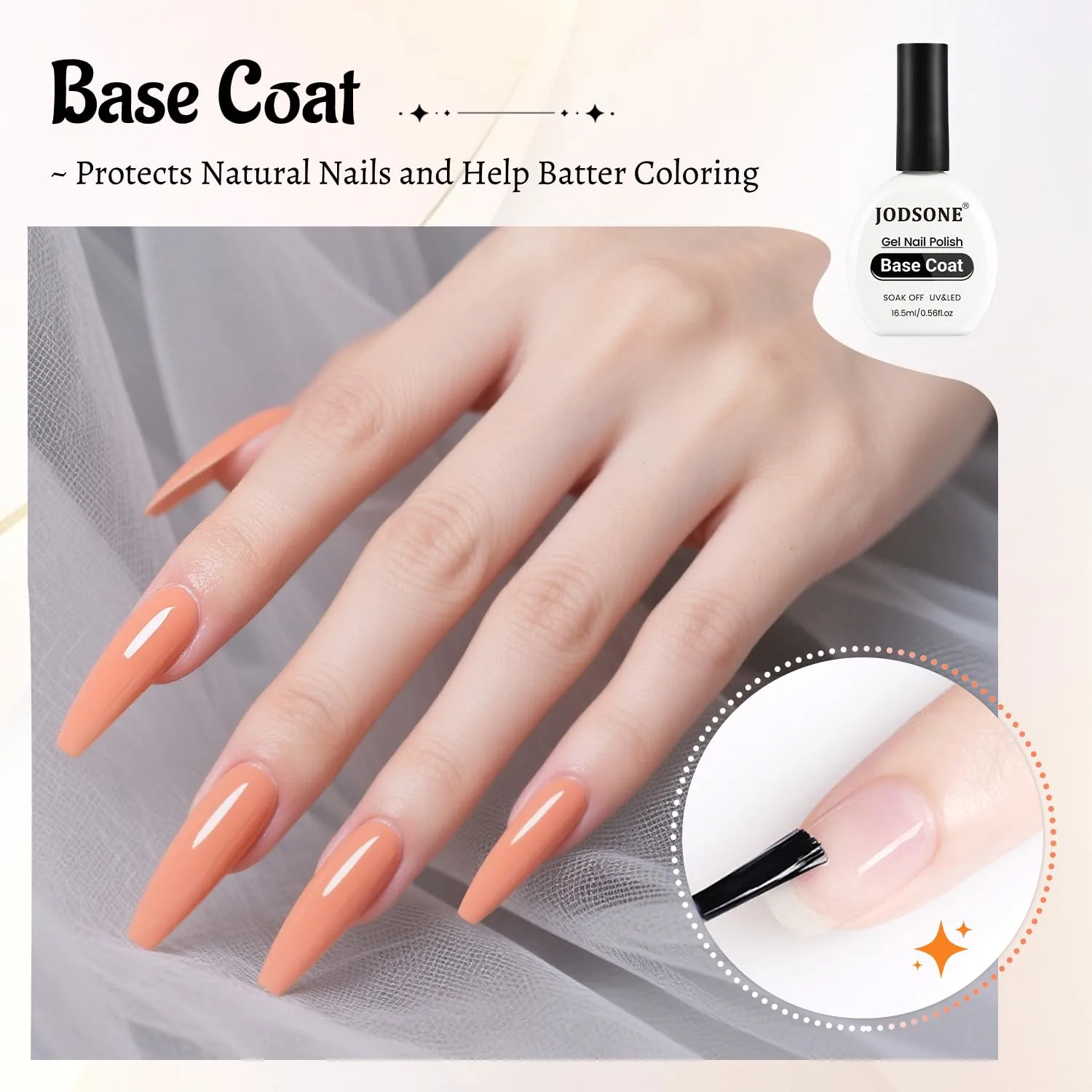 JODSONE 4Pcs Base Coat Top Coat Nail Primer Builder Gel for Strong Long Lasting Manicures Prep Protect and Perfect Your Nails 16.5ml Each Salon Quality Set