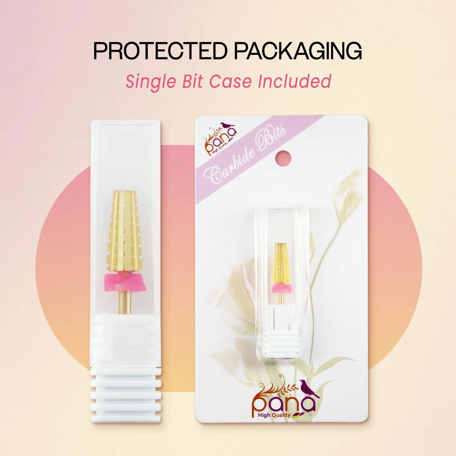 PANA Nail Carbide 5 in 1 Bit - Two Way Rotate use for Both Left and Right Handed - Fast remove Acrylic or Hard Gel - 3/32" Shank - Manicure, Nail Art, Drill Machine (Triple Coarse - 3XC, Gold)