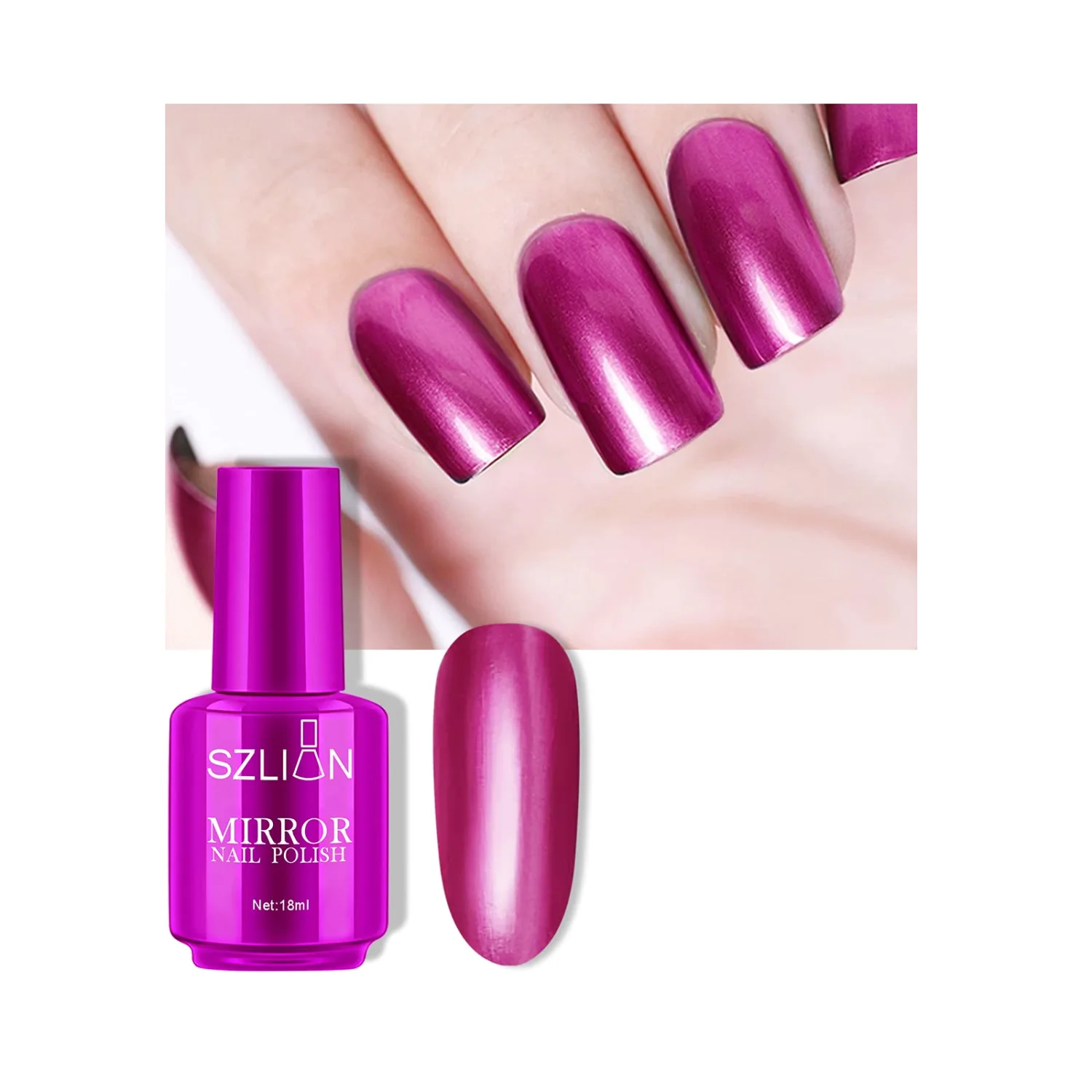 KYDA 18ml Dark Purple Mirror Nail Polish, Bright Glossy Mirror Polish for Nails Art, Longlasting Shine Metallic Effect Nails Art, Gorgeous Reflective Manicure Nail Lacquers, 0.61 fl oz