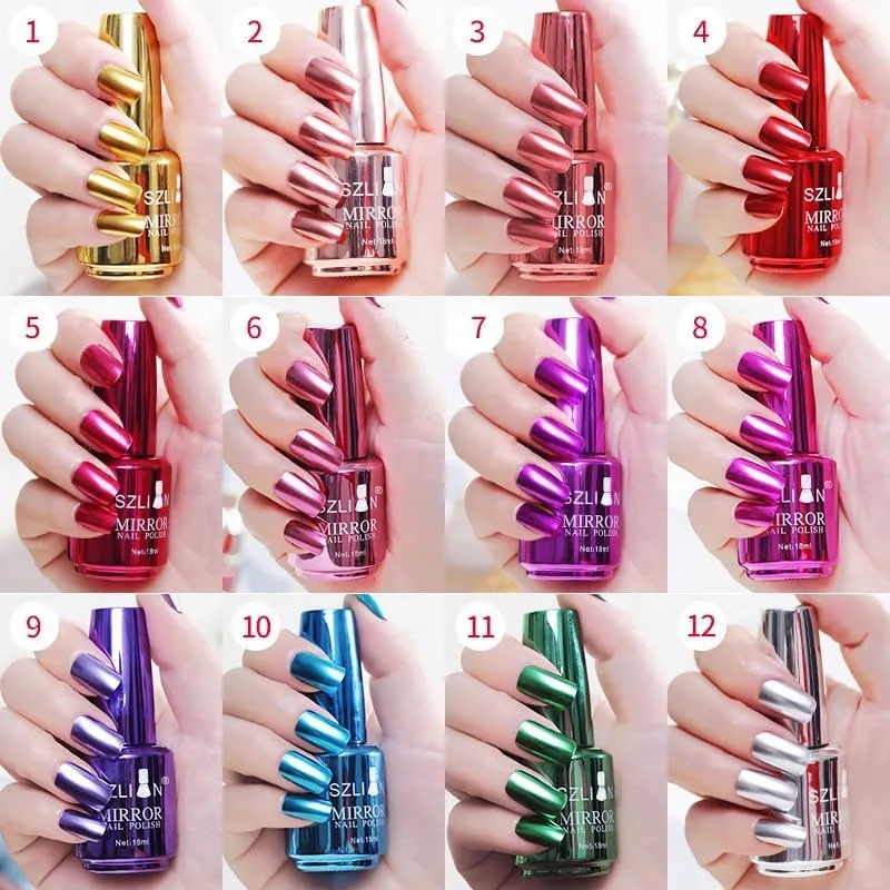 KYDA 18ml Dark Purple Mirror Nail Polish, Bright Glossy Mirror Polish for Nails Art, Longlasting Shine Metallic Effect Nails Art, Gorgeous Reflective Manicure Nail Lacquers, 0.61 fl oz