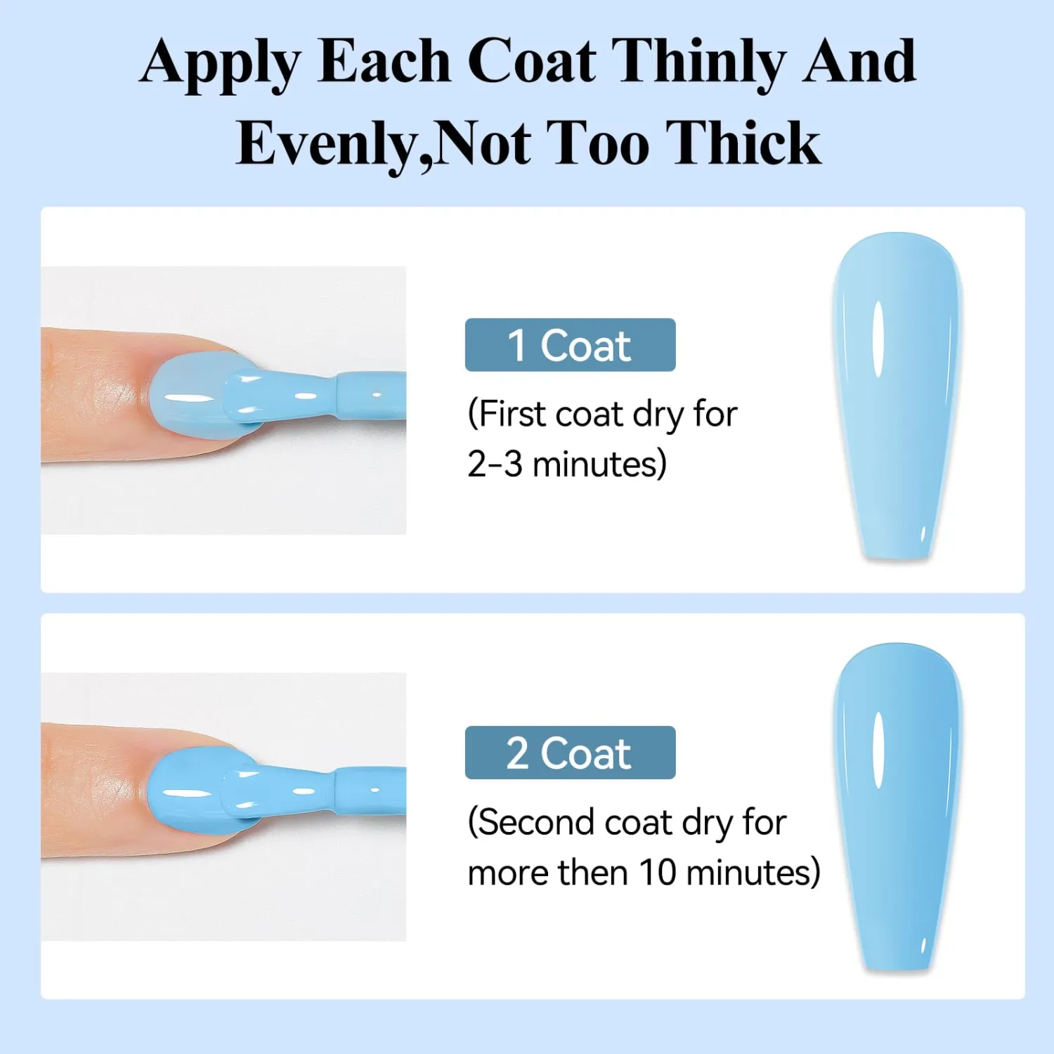 Blue Nail Polish Quick Dry Pastel Nail Lacquer Sheer Color, Light Blue Regular Fast Dry Fingernail Polish Bulk Non Gel Long-Lasting DIY Salon Gift for Women