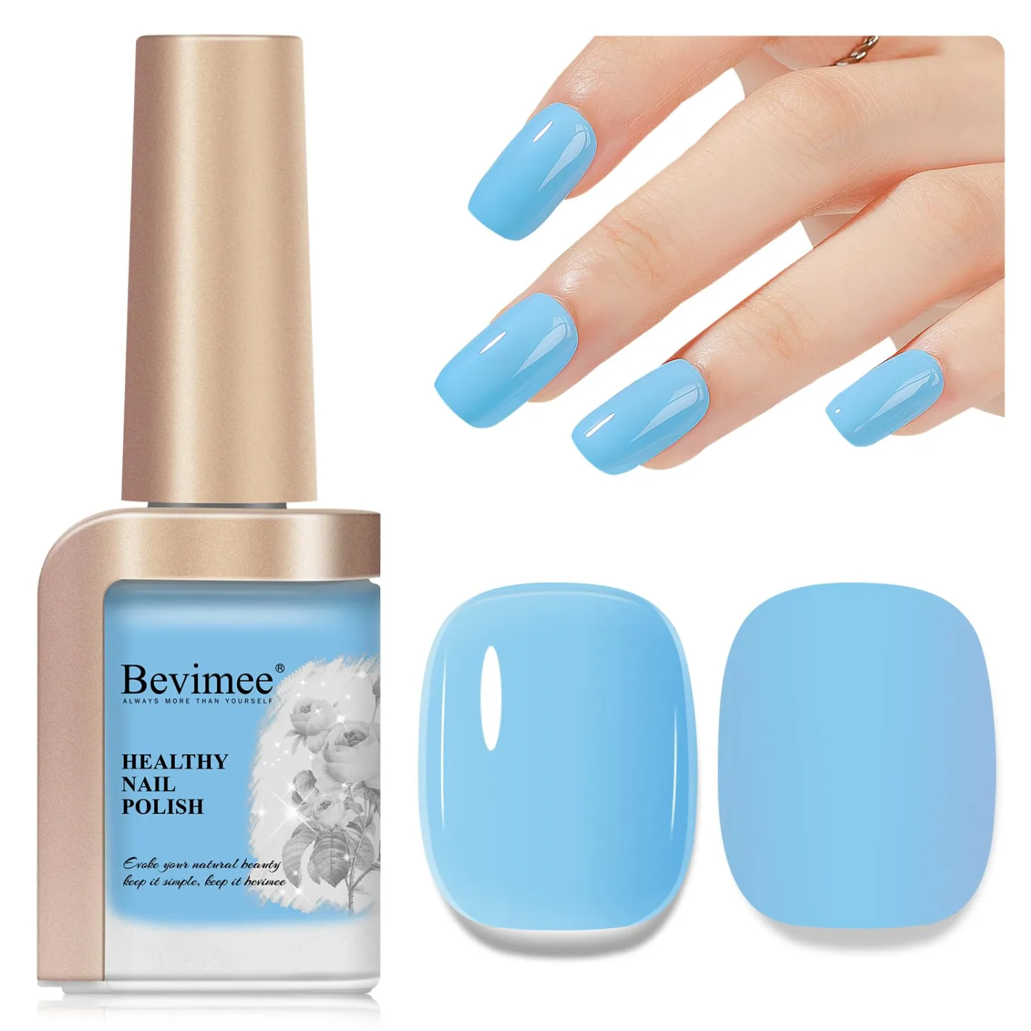Blue Nail Polish Quick Dry Pastel Nail Lacquer Sheer Color, Light Blue Regular Fast Dry Fingernail Polish Bulk Non Gel Long-Lasting DIY Salon Gift for Women