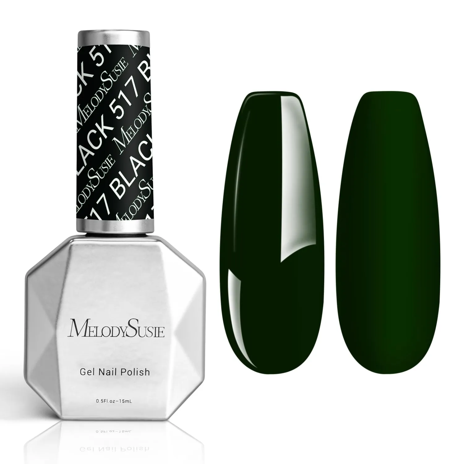 MelodySusie Thick Black Gel Nail Polish, 0.5fl oz Dark Green Nail Polish Soak Off UV LED Blackish Green Gel Polish Gift for Women Nail Art Manicure Salon DIY Nail Design Decoration at Home-517