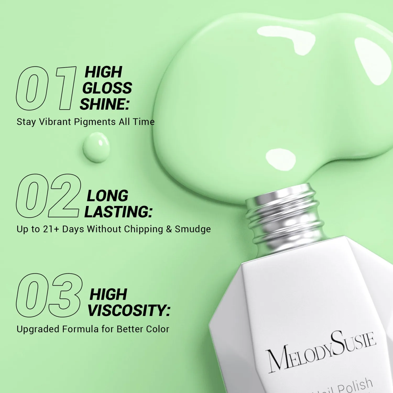 MelodySusie Thick Light Green Gel Nail Polish,0.5 Fl Oz Pastel Soak Off UV LED Funny Bunny Green Gel Polish Gift for Women Nail Art Manicure Salon DIY Nail Design Decoration at Home-326