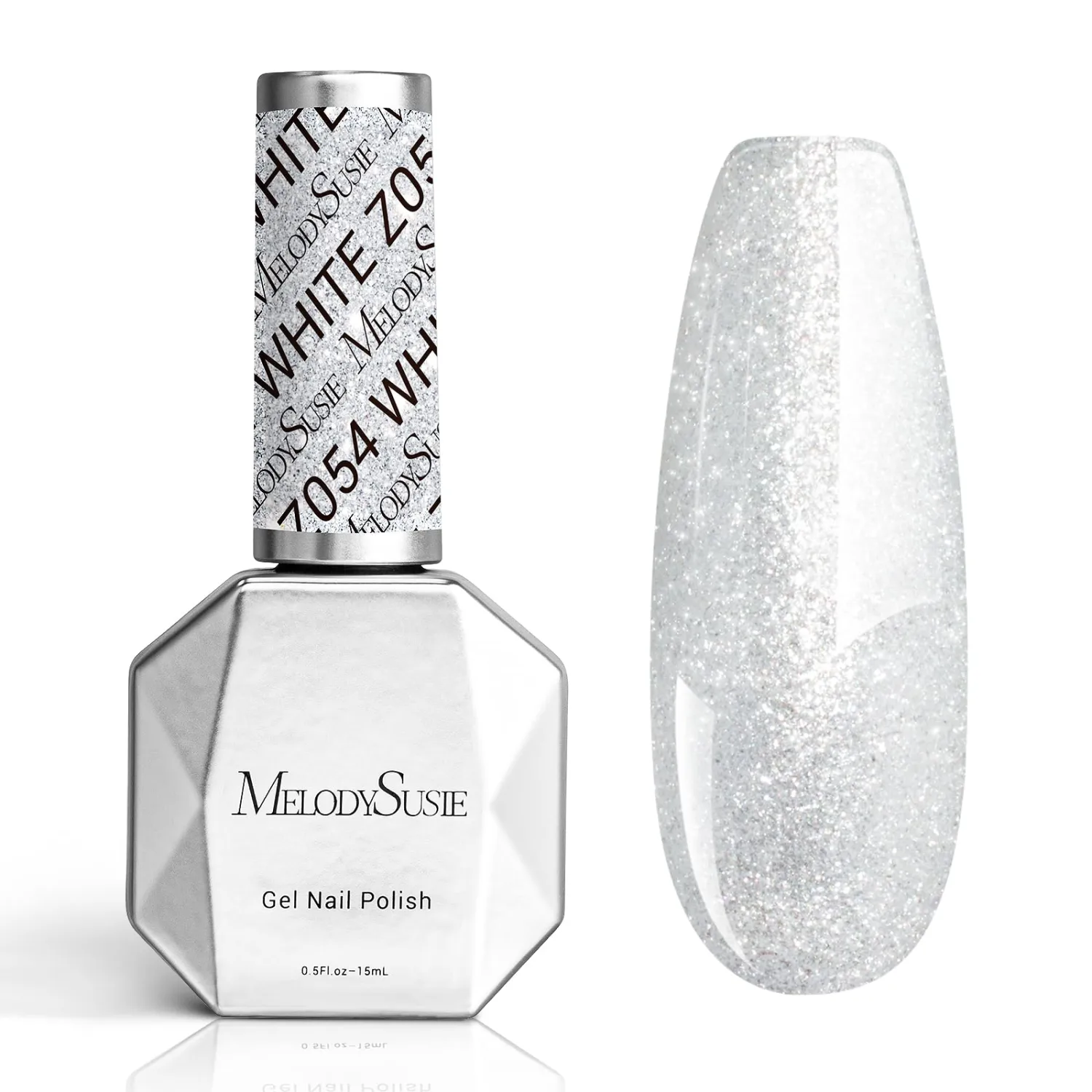 MelodySusie Thick White Glitter Gel Nail Polish,0.5fl oz Soak Off UV LED Sparkle Pure White Glitter Gel Polish Gift for Women Nail Art Manicure Salon DIY Nail Design Decoration at Home-z054