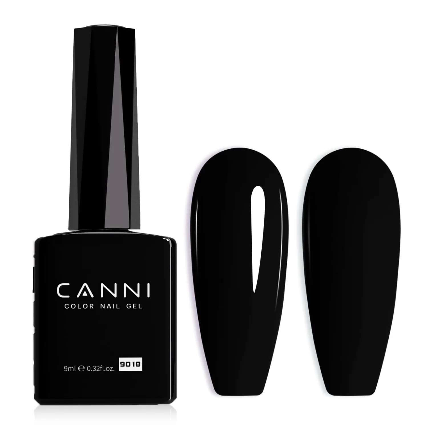 CANNI Black Gel Nail Polish, 1Pcs Pure Black Gel Polish Color High Gloss Soak Off U V Nail Manicure Salon DIY