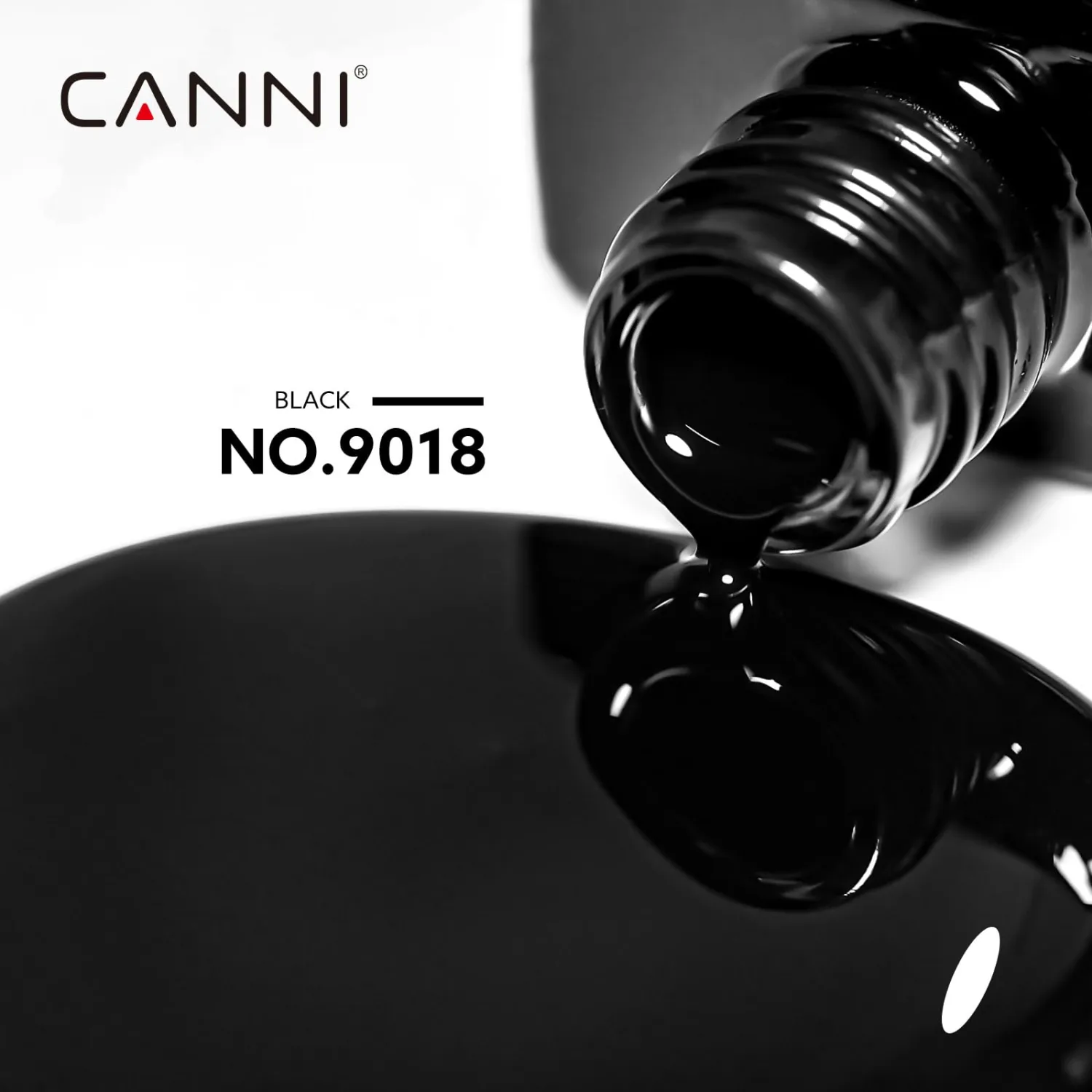 CANNI Black Gel Nail Polish, 1Pcs Pure Black Gel Polish Color High Gloss Soak Off U V Nail Manicure Salon DIY