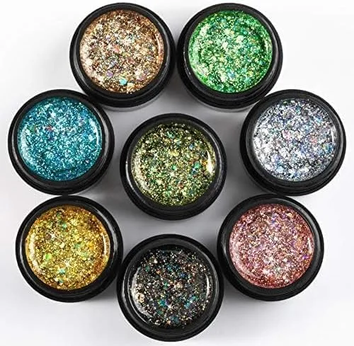 Reflective Gel Nail Polish, Diamond Nail Glitter, Holographic Nail Polish, Nail Art DIY Manicure Salon, DIY Nail Design, Nail Art Gifts for Girls Women (A537)