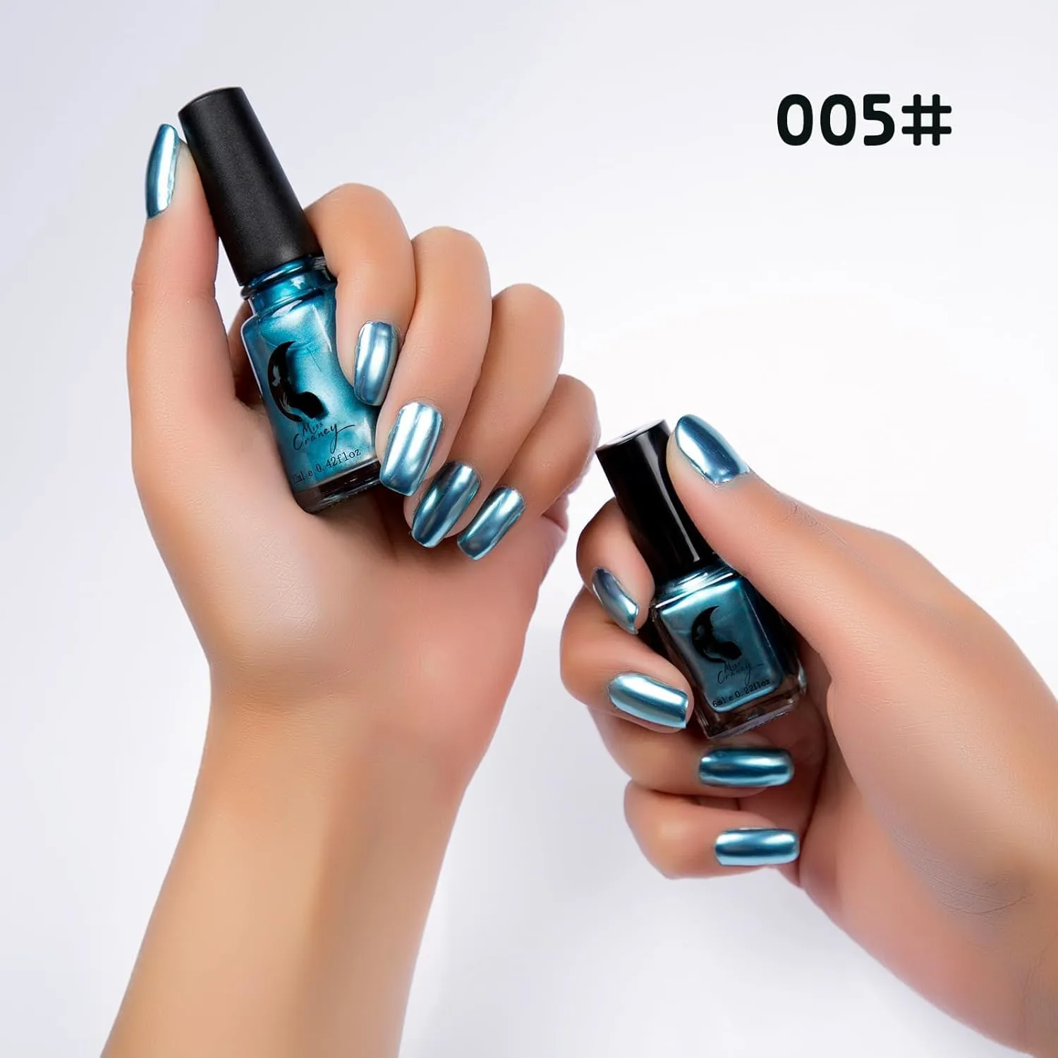 Blue Metallic Nail Polish, Mirror Shiny Metal Long-Lasting Quick Dry Nail Lacquers (05, 6ml)