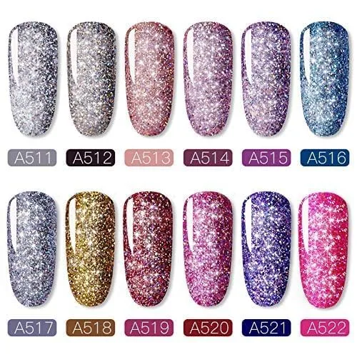 Blue Reflective Glitter Gel Nail Polish, Diamond Nail Glitter, Holographic Nail Polish, Nail Art DIY Manicure Salon, DIY Nail Design, Nail Art Gifts for Girls Women (A516)