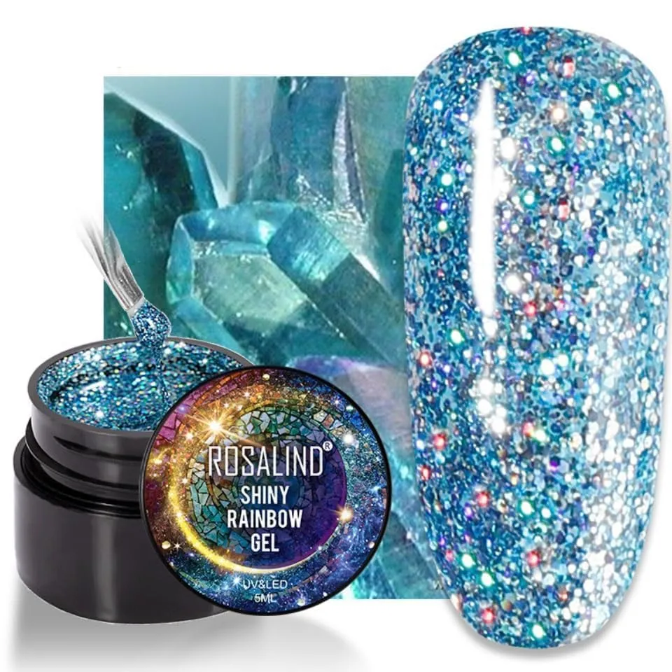 Blue Reflective Glitter Gel Nail Polish, Diamond Nail Glitter, Holographic Nail Polish, Nail Art DIY Manicure Salon, DIY Nail Design, Nail Art Gifts for Girls Women (A516)