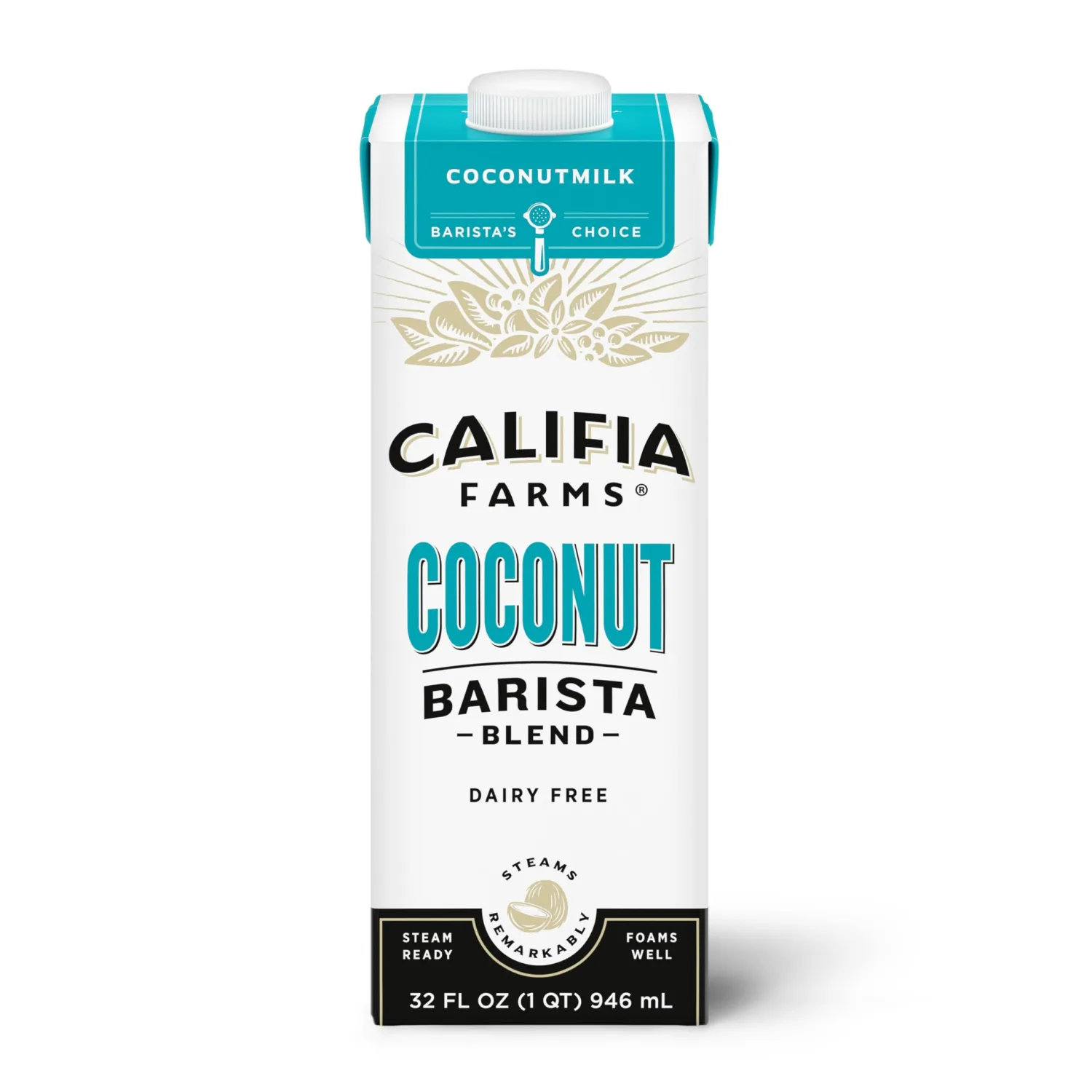 Califia Farms - Coconut Barista Blend Coconut Milk, 32 oz, Shelf Stable, Dairy Free, Plant Based, Vegan, Gluten Free, Non GMO, Creamer