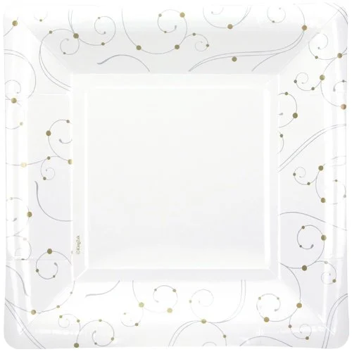 Luxurious White Square Dinner Plates - 7" (Pack of 12), Elegant, High-Quality Paper Design, Perfect for Celebrations & Gatherings