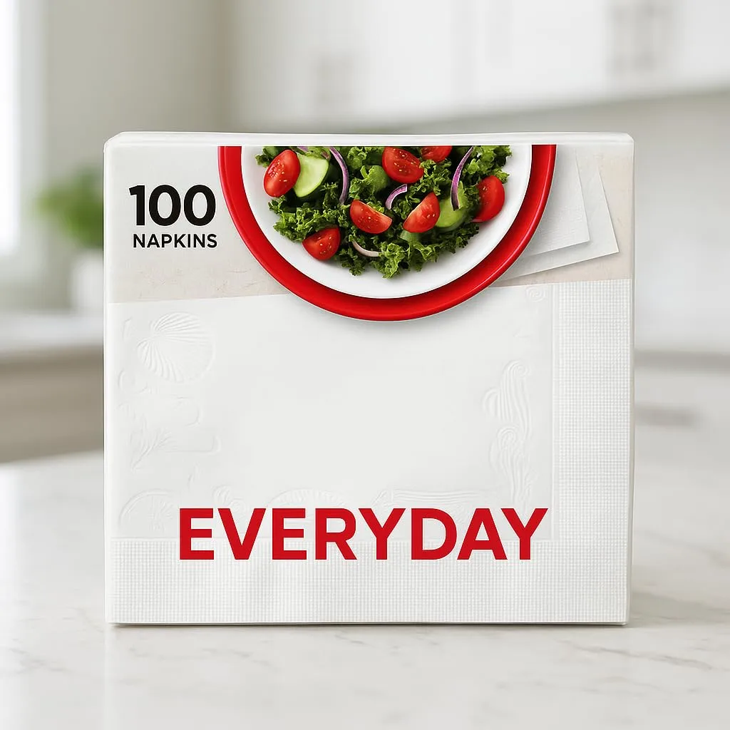 Disposable White Napkins 100 Count, Soft Everyday Paper Napkins for Meals, Events, Parties, Gatherings, Home Dining and General Table Use