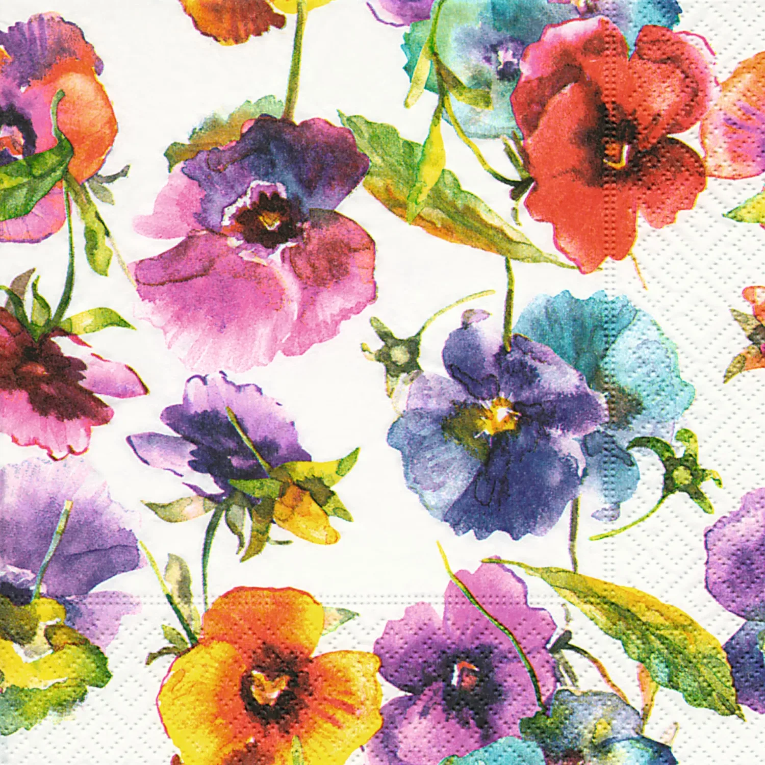 Boston International Party Napkins Disposable 3-Ply Paper Lunch Napkin Pack, 6.5" x 6.5", Talking Flowers, 20-Count