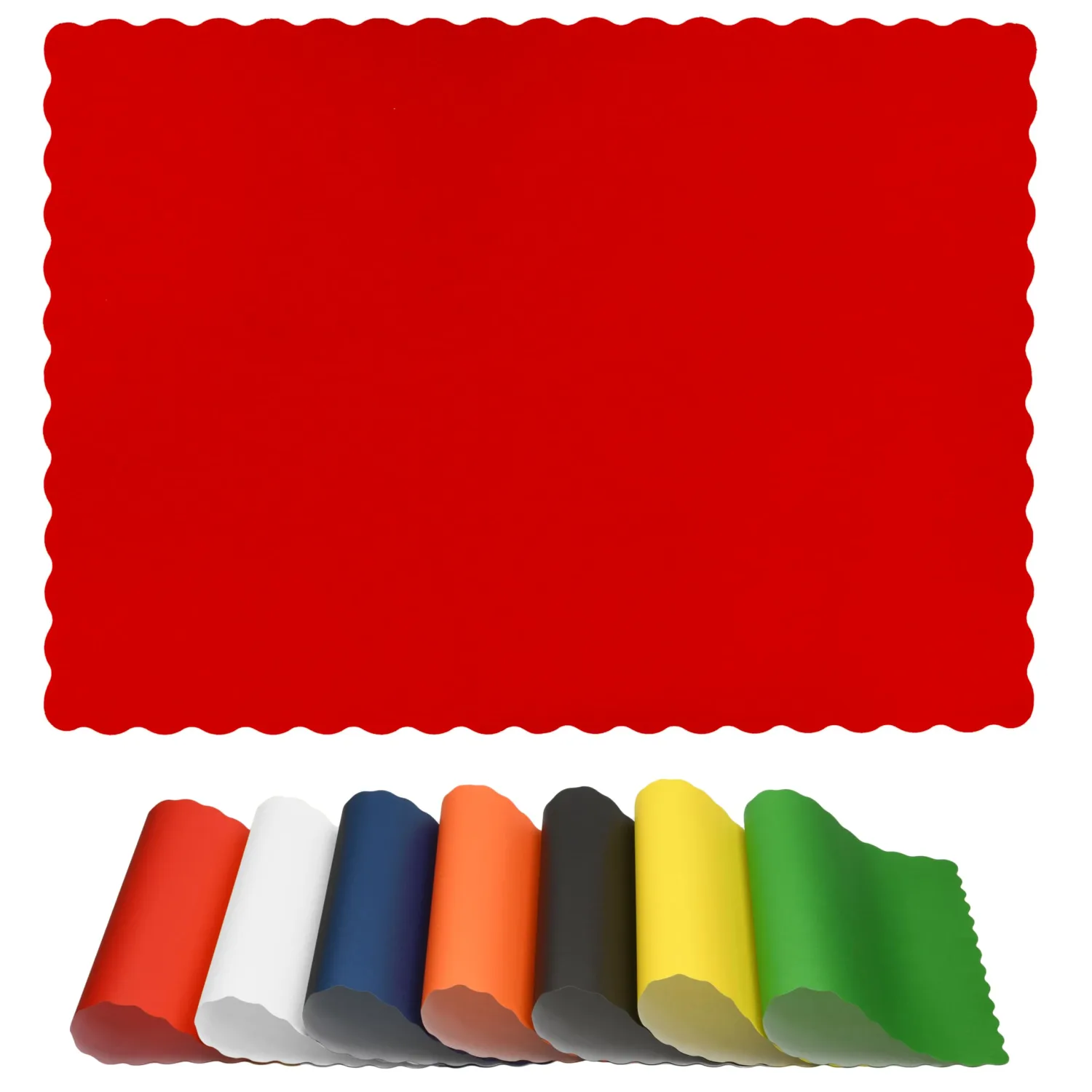 Disposable Paper Placemats – Premium, 50 Pack of Red Scalloped Edge Placemats, Perfect Size 10x 14