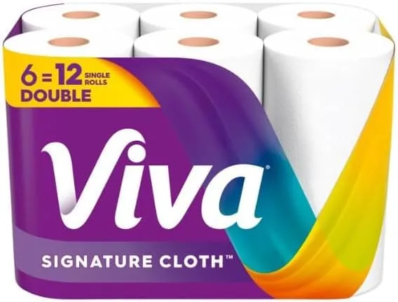 Viva Soft & Strong Kitchen Paper Towels, White, Single Ply, Cloth-Like Texture, Absorbent, 6 Count, 12 Single Rolls