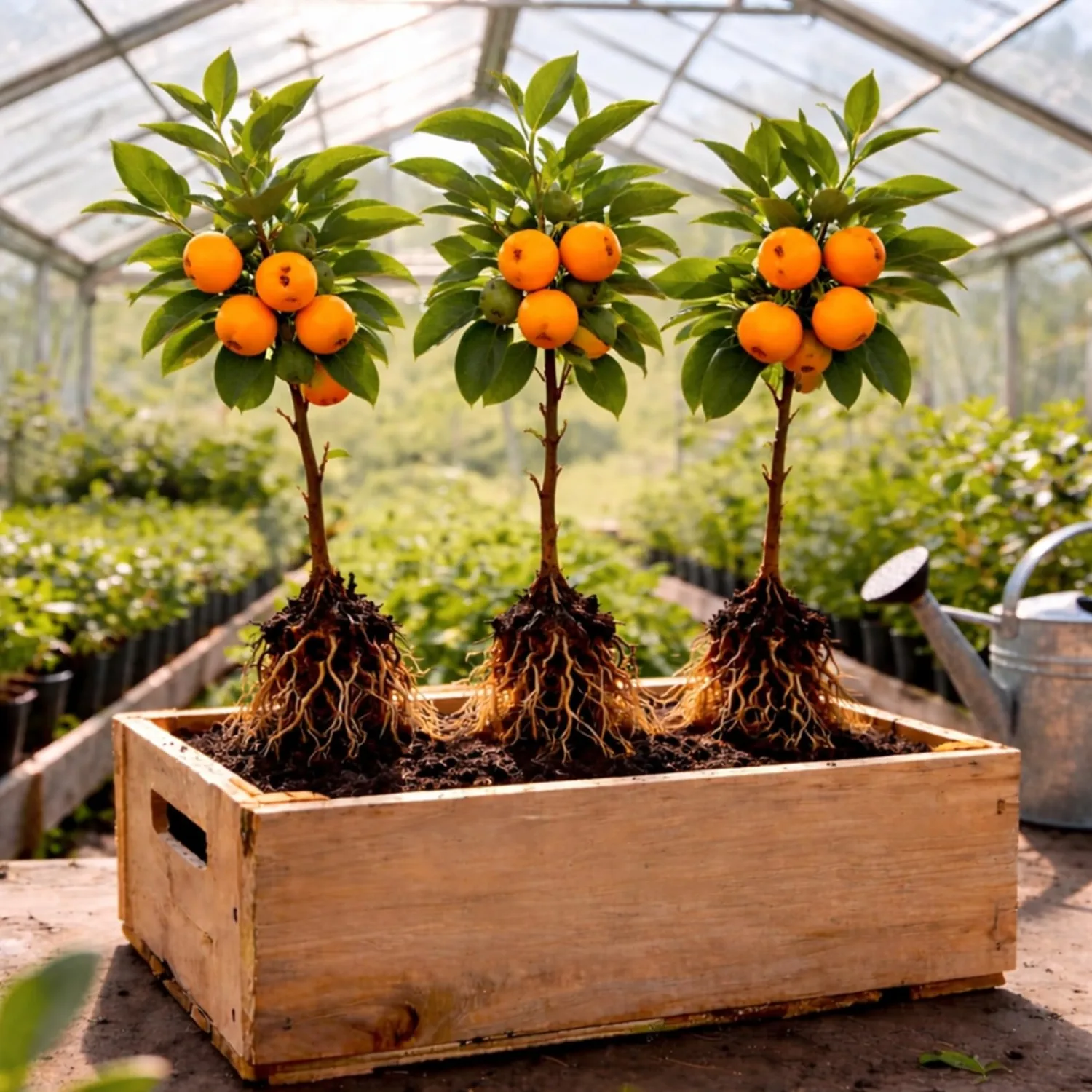 Live American Persimmon Tree Plants fpr Growing (1–2 Ft Tall) – Sweet Fruit Bearing Trees – Hardy, Fast Growing, Easy to Plant – Perfect for Home Garden & Orchard - Well Rooted Saplings (2 Trees)