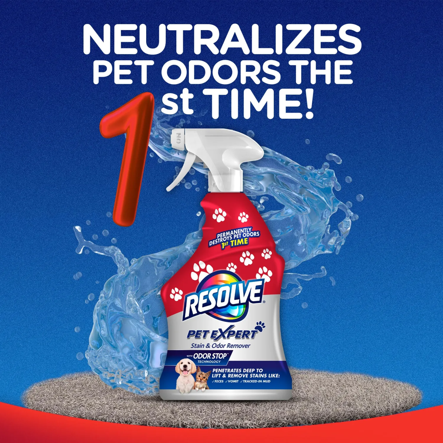 Resolve Pet Expert Stain and Odor Remover, Carpet Cleaner, Pet Stain and Odor Remover, Carpet & Upholstery Cleaner - Removes Stains and Odors, 22 oz