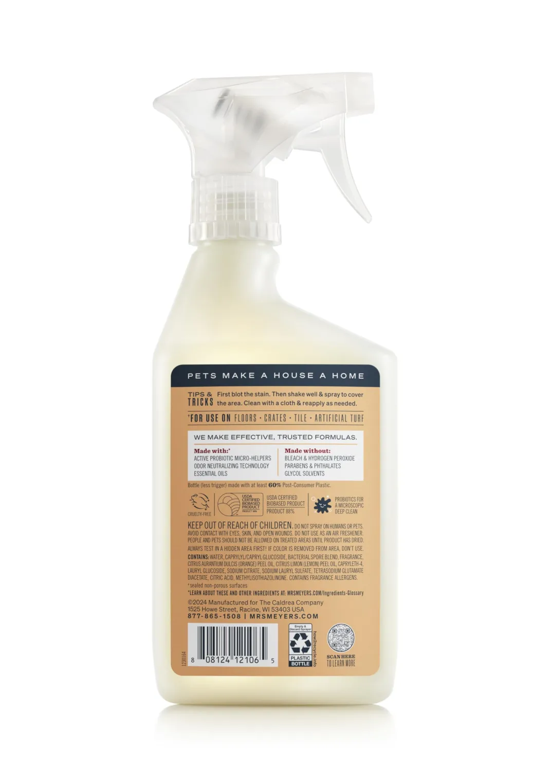 Mrs. MEYER'S CLEAN DAY Pet Multi-Surface Cleaner, Orange Blossom Scent, 16oz