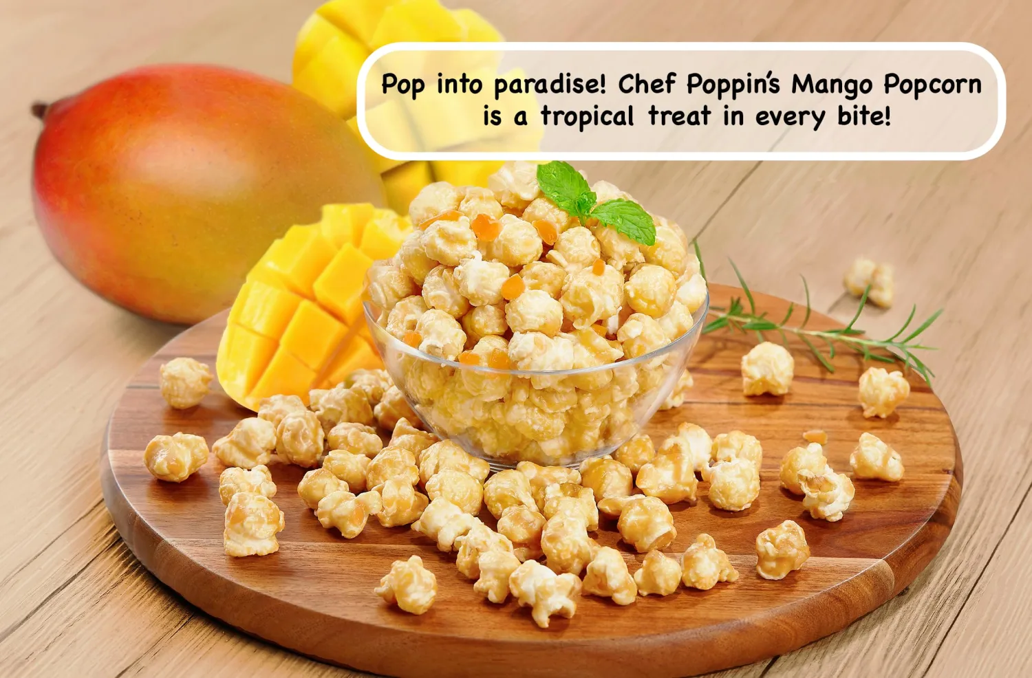 CHEF POPPIN Asian-Style Gourmet Flavored Popcorn, Non-GMO Corn, All Natural, Mango, 50g, 1.76 oz