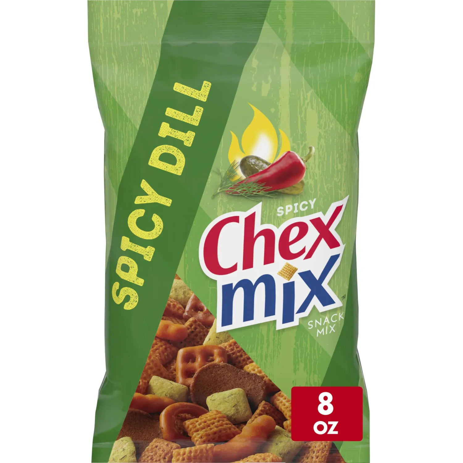 Chex Mix Spicy Dill Snack Mix, Savory Snack Bag, 8 oz