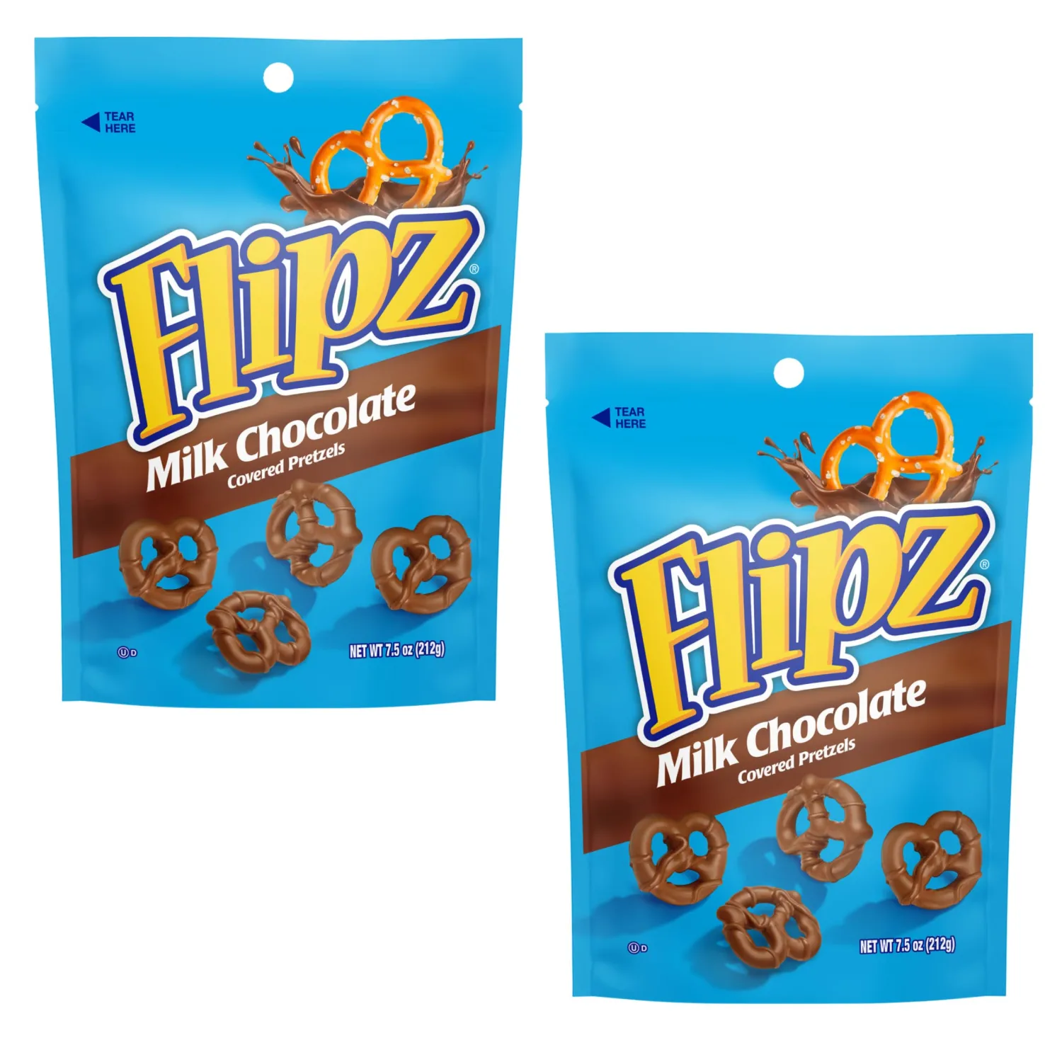 Flipz Milk Chocolate Covered Pretzels - Pack of 2 - Perfect for Snacking on the go and Stocking the Pantry - Classic Taste Everyone is Sure to Love