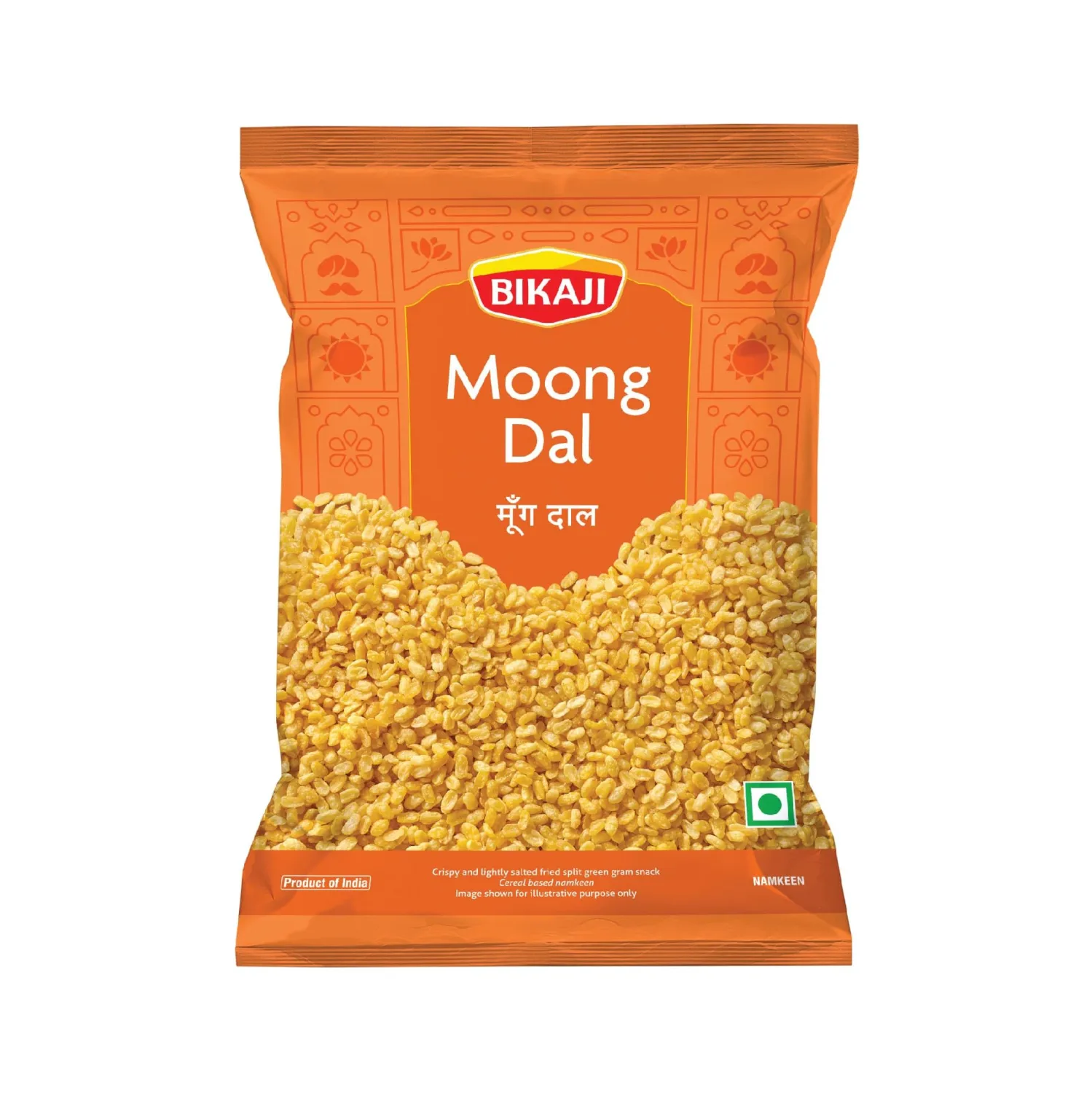 Bikaji Moong Dal 7.05 oz (200g), Indian Snacks, Salty Golden Beads,Crunchy, Authentic Indian Snack, Mug Dal, Paasi Paruppu, Party Mix, Bar Snacks, Tea-Time, Ready-to- eat split Green Gram