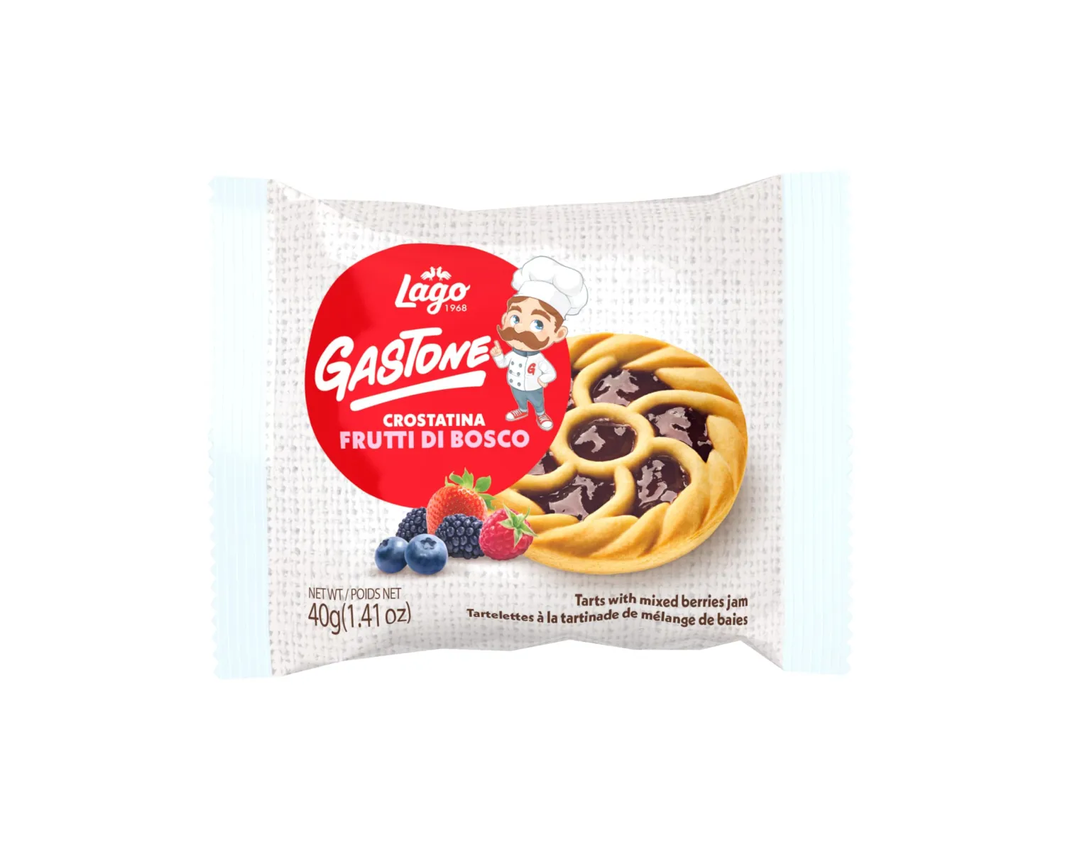 Gastone Lago Crostatine Mixed Berry Tarts, 1.41 oz (6 Count) - Italian Shortcrust Pastry with Sweet Mixed Berry Filling, Individually Wrapped Snack Cakes